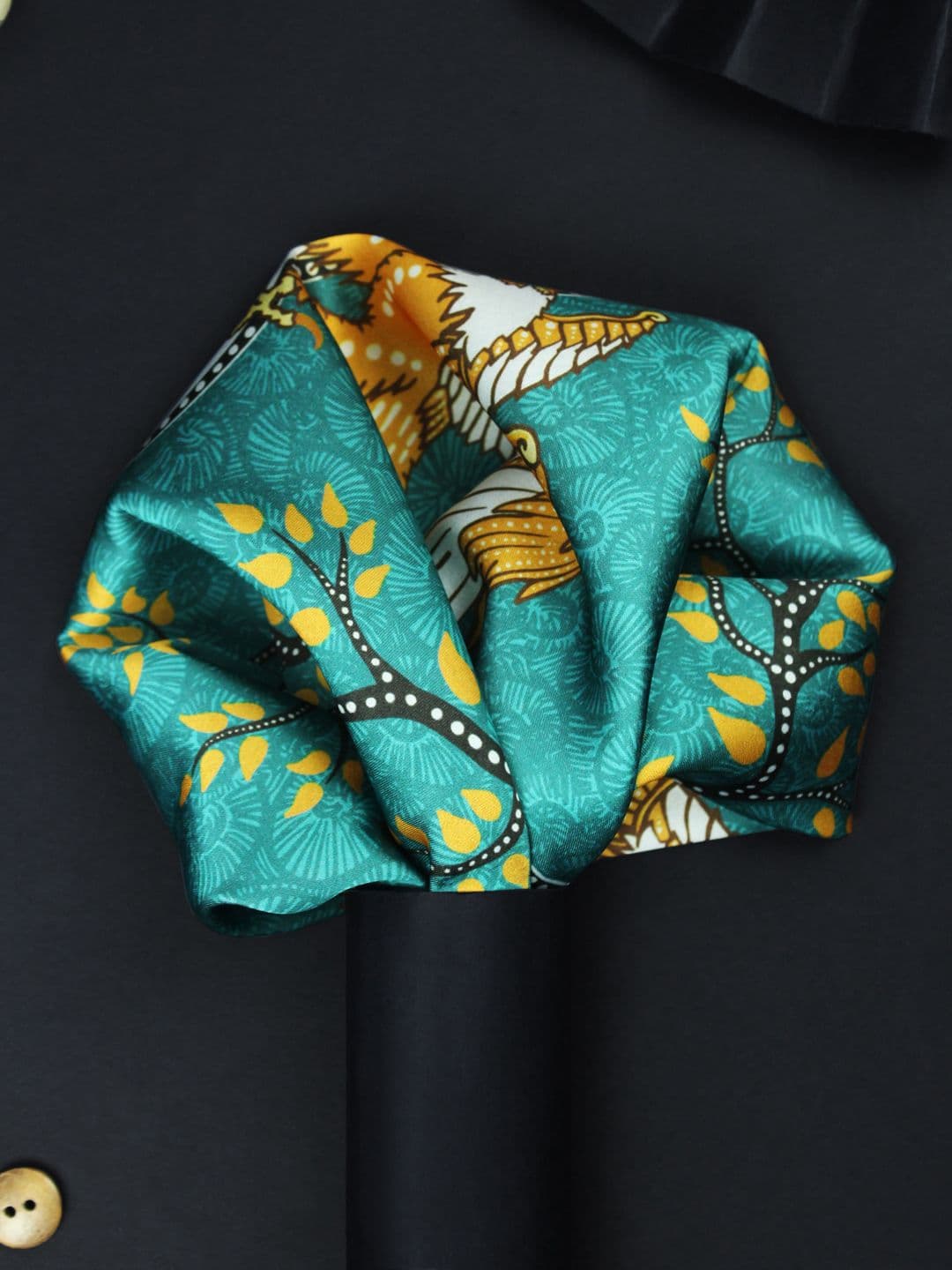 House of Pataudi Griffin Printed Pocket Square - view 1