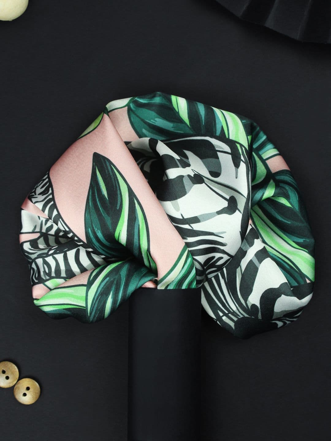 House of Pataudi Zebra Stripes Printed Silk Pocket Squares - view 1