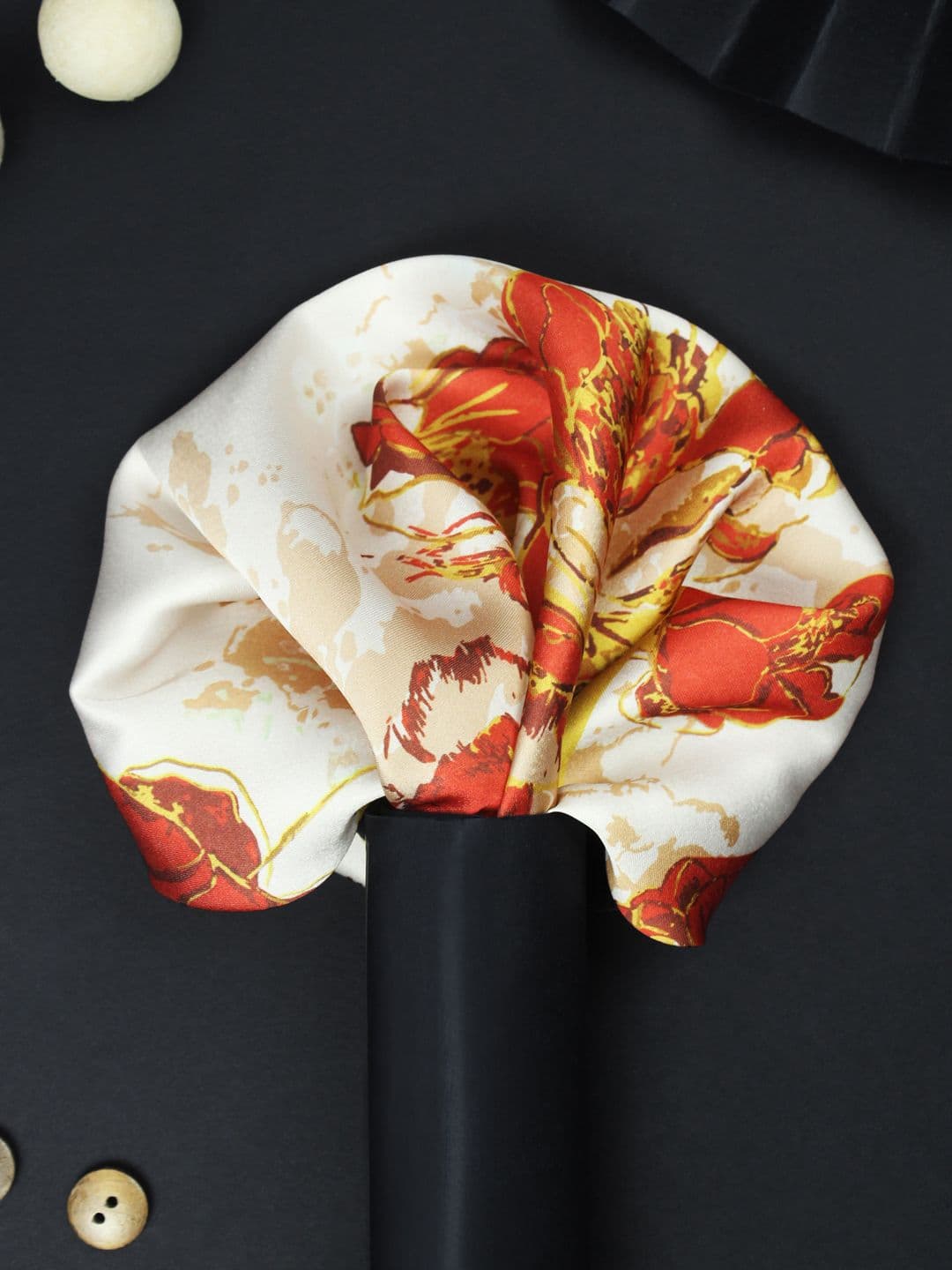 House of Pataudi Persian Dream Printed Silk Pocket Square - view 1