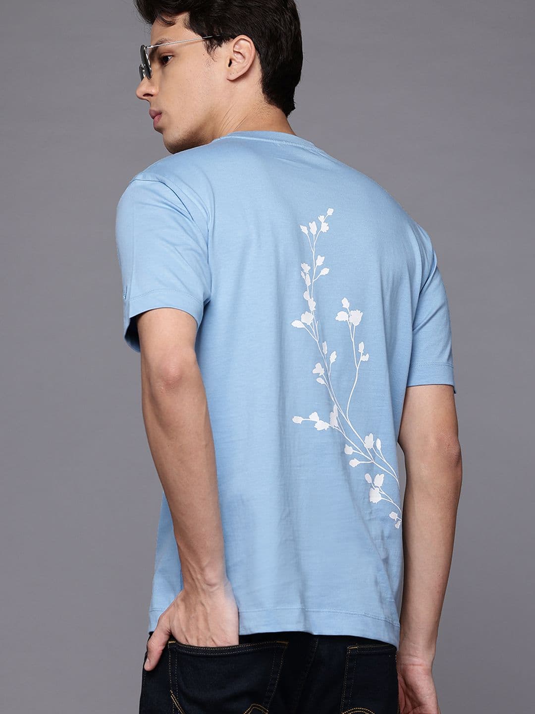 Allen Solly Floral Print Drop-Shoulder Sleeves Pure Cotton T-shirt - view 1
