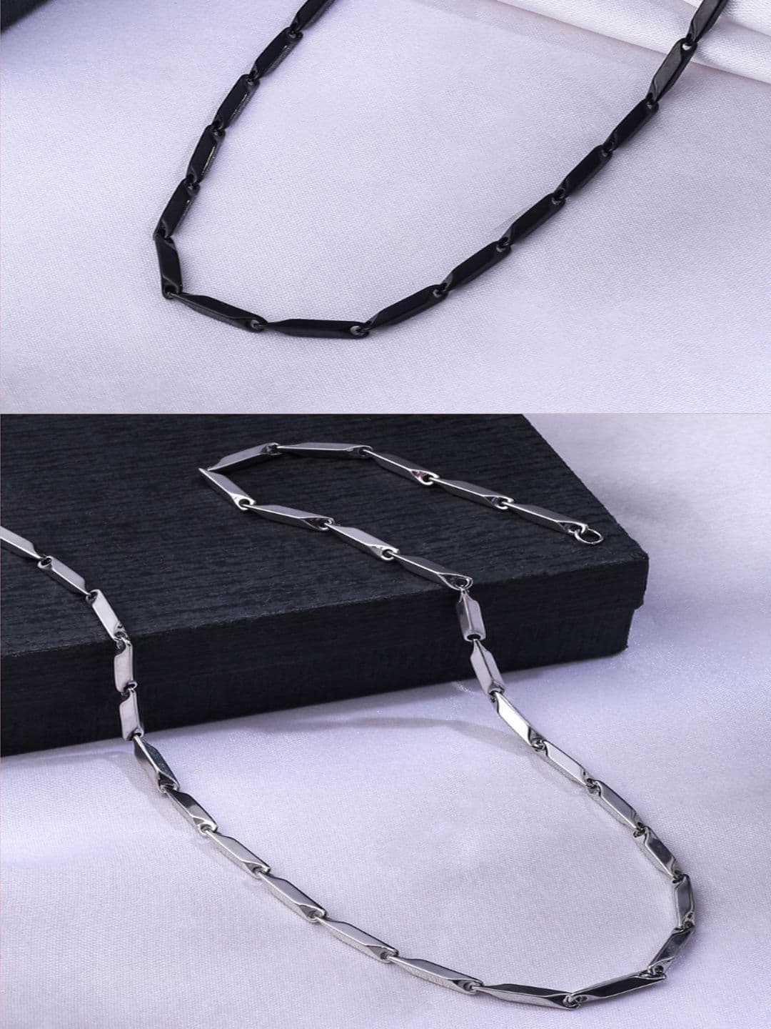 NVR Men Set of 2 Silver-Plated Stainless Steel Bohemian Chains - view 1