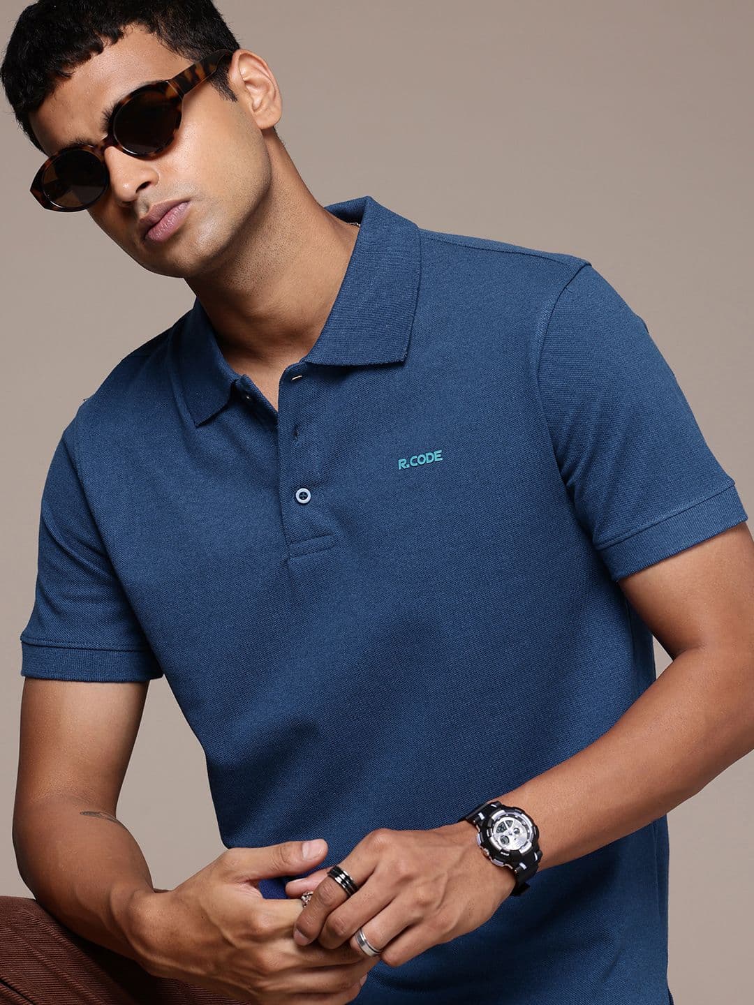 R.Code by The Roadster Life Co. Regular Fit Polo Collar T-shirt - view 1