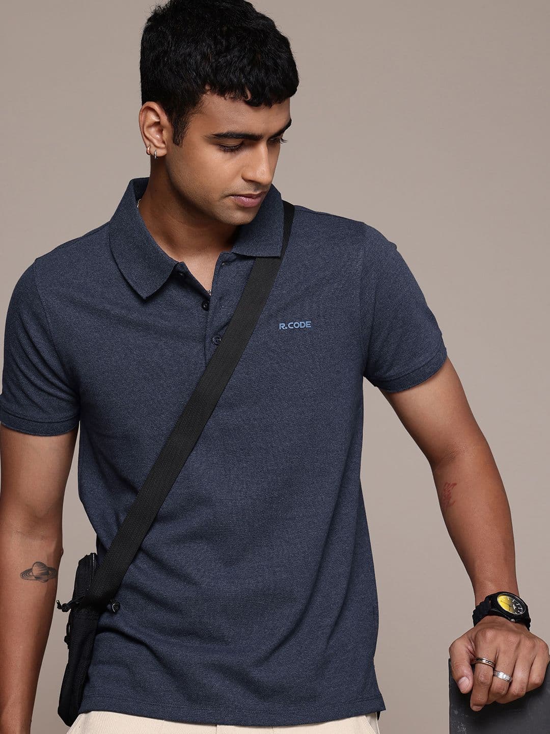 R.Code by The Roadster Life Co. Regular Fit Polo Collar T-shirt - view 1