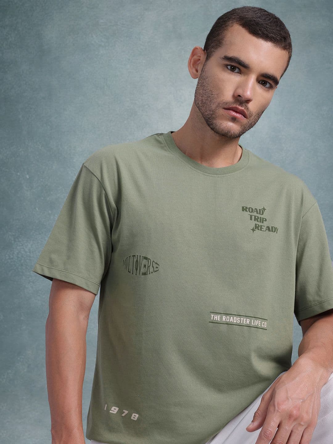 The Roadster Lifestyle Co. Men Printed Drop-Shoulder Sleeves Relaxed Fit T-shirt - view 1