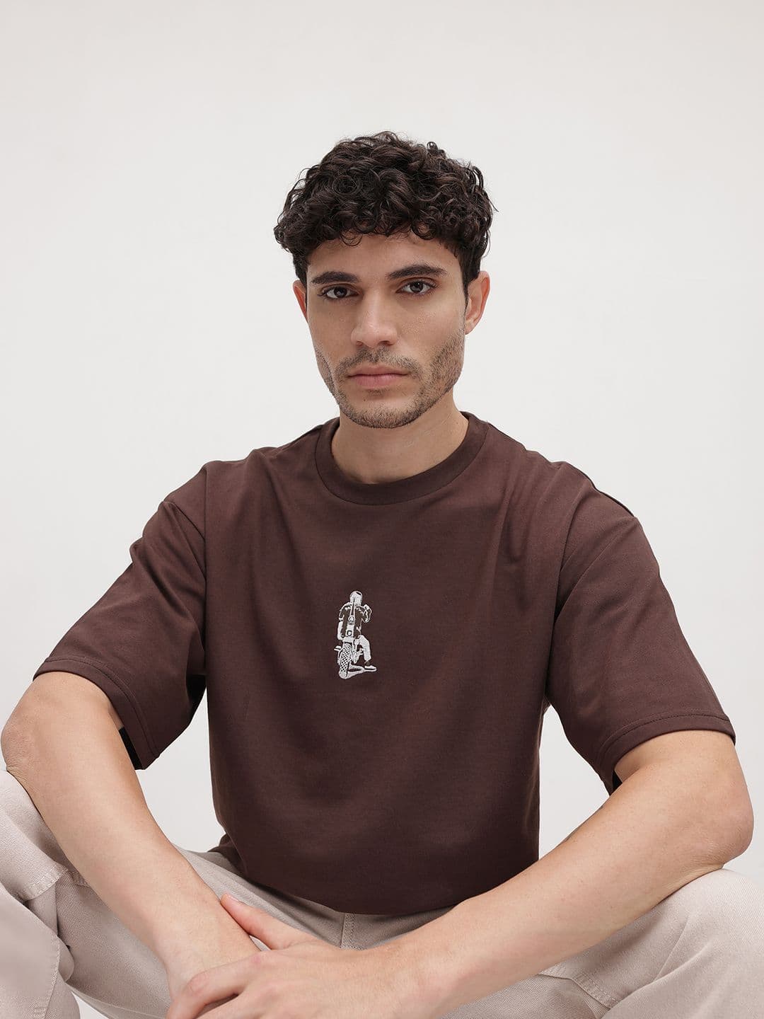 The Roadster Lifestyle Co. Men Drop-Shoulder Sleeves Oversized T-shirt - view 1