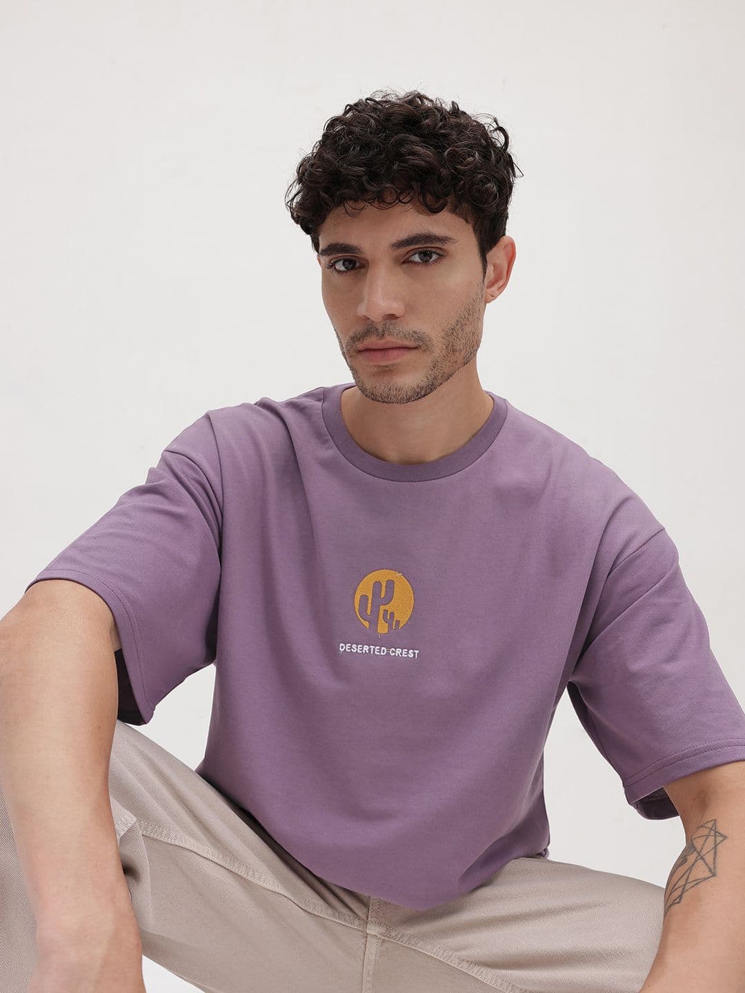 The Roadster Lifestyle Co. Men Drop-Shoulder Sleeves Oversized T-shirt - view 1
