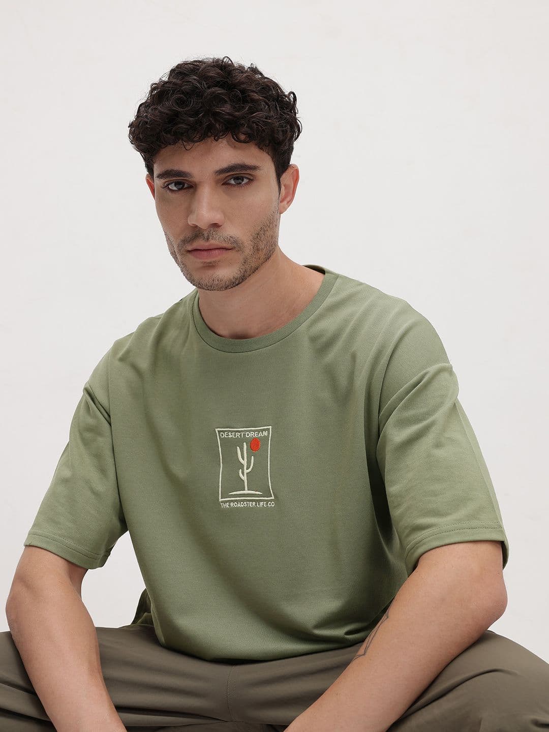 The Roadster Lifestyle Co. Men Drop-Shoulder Sleeves Oversized T-shirt - view 1