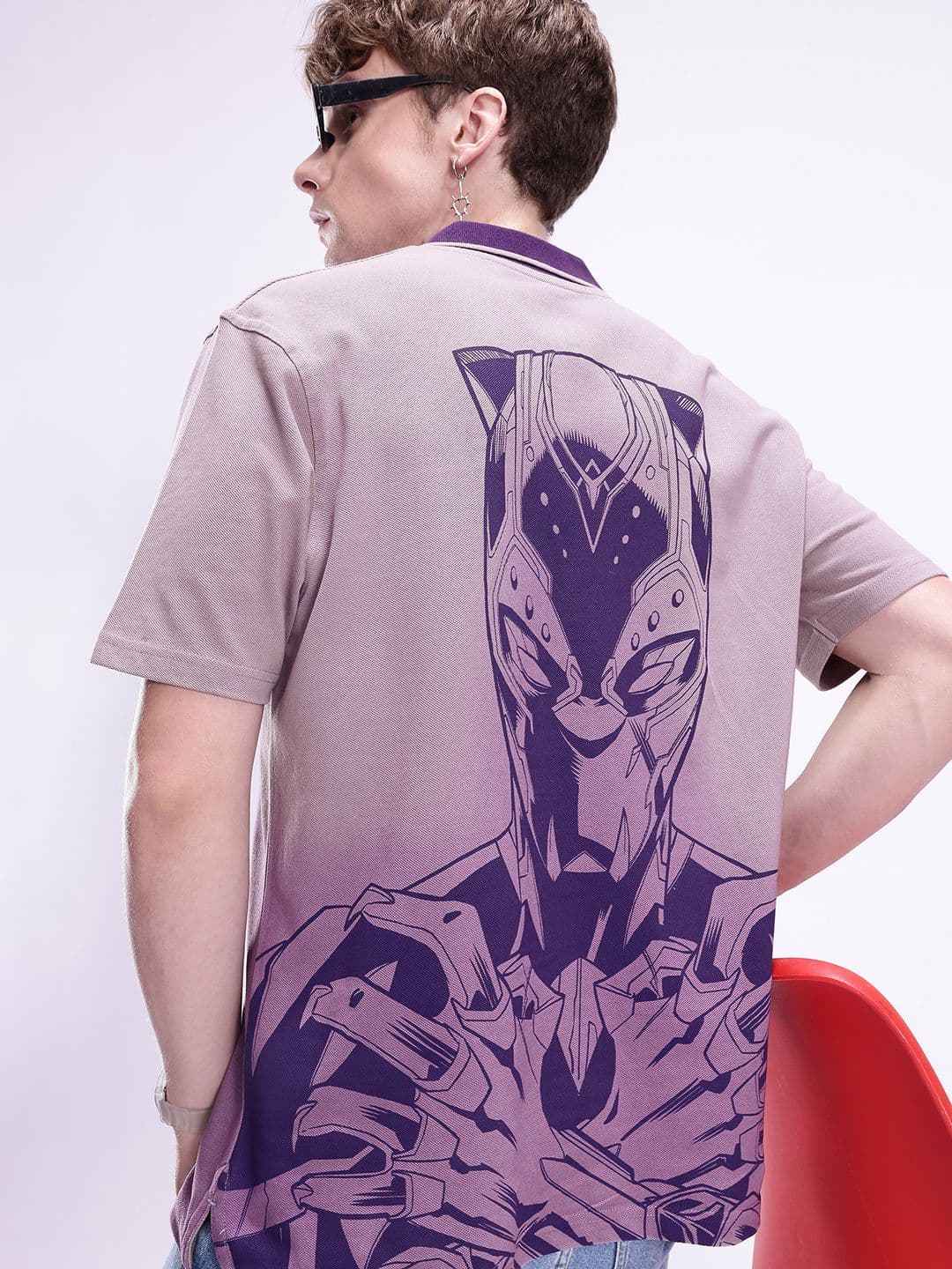 Kook N Keech Marvel Men Black Panther Printed Oversized T-shirt - view 1