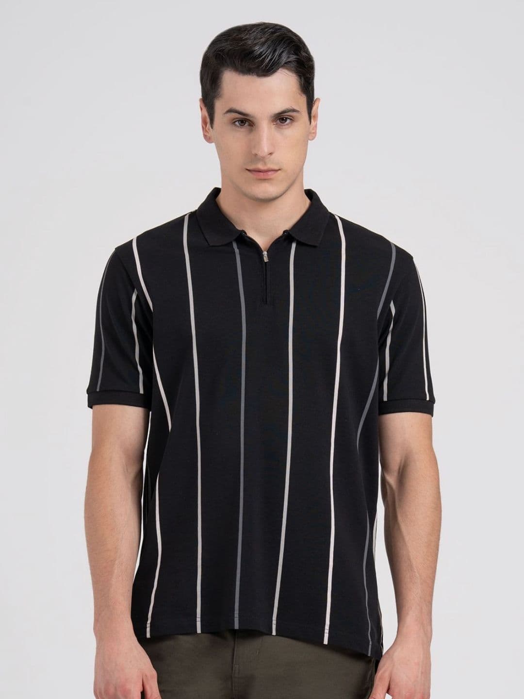 Red Tape Men Pure Cotton Vertical Stripe Polo T-Shirt - view 1