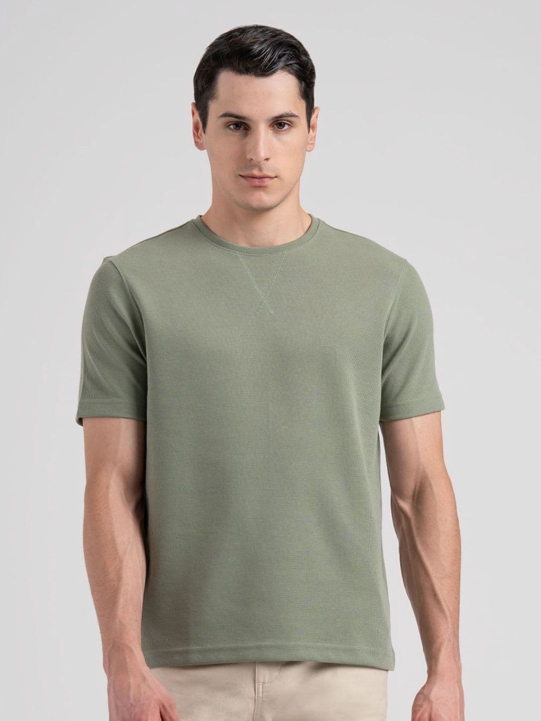 Red Tape Men Structure Round Neck Stretchable T-Shirt - view 1