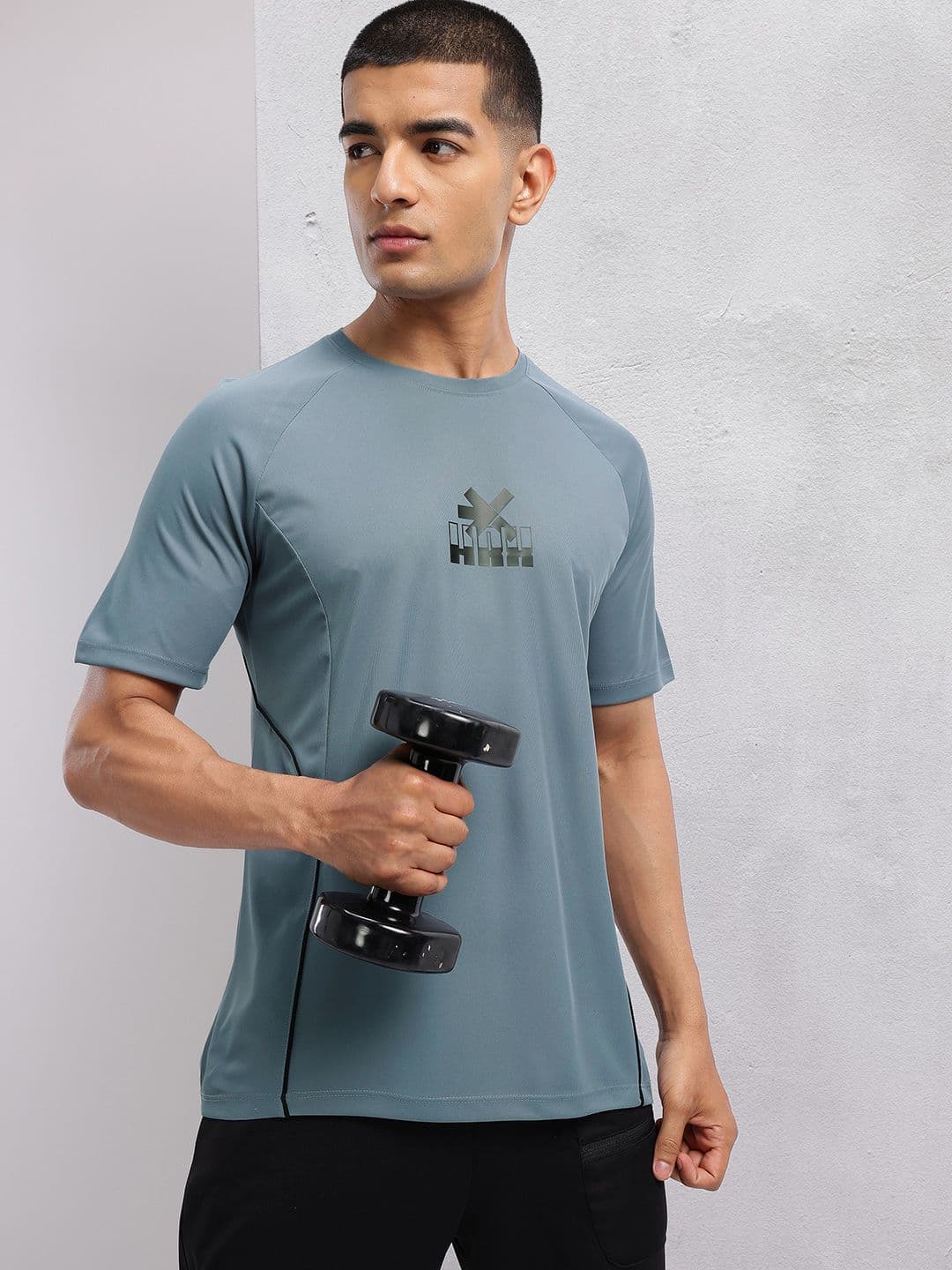 HRX by Hrithik Roshan Brand Logo Printed Raglan Sleeves Rapid-Dry Training T-shirt - view 1