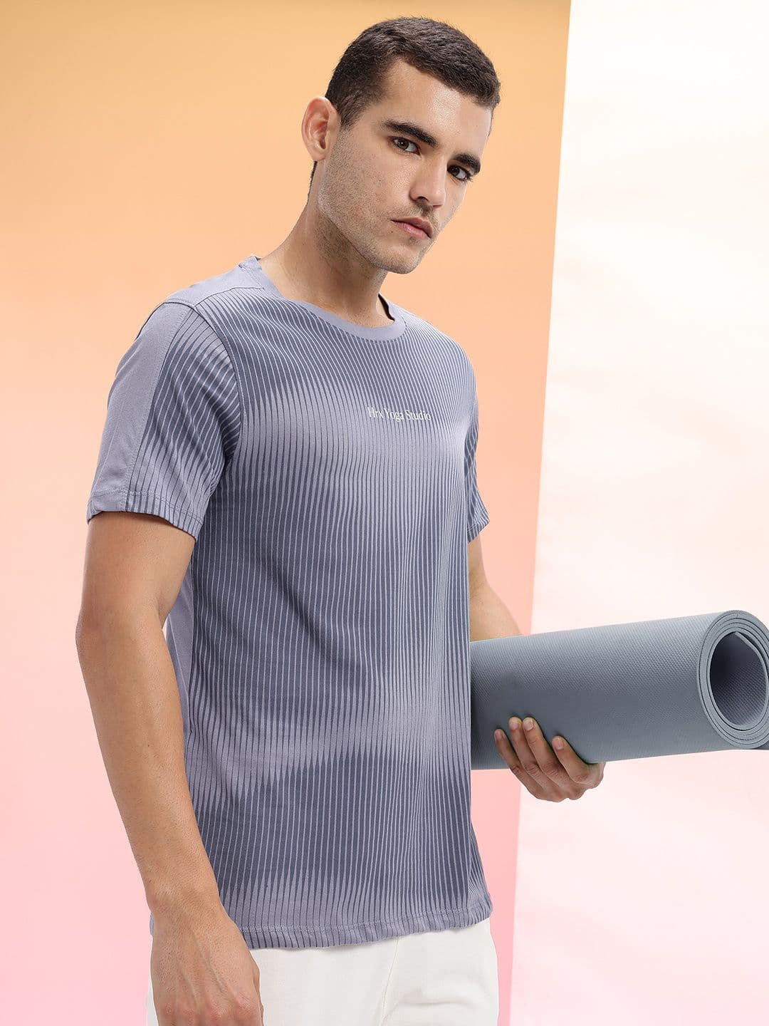 HRX by Hrithik Roshan Abstract Printed Pure Cotton Yoga T-shirt - view 1