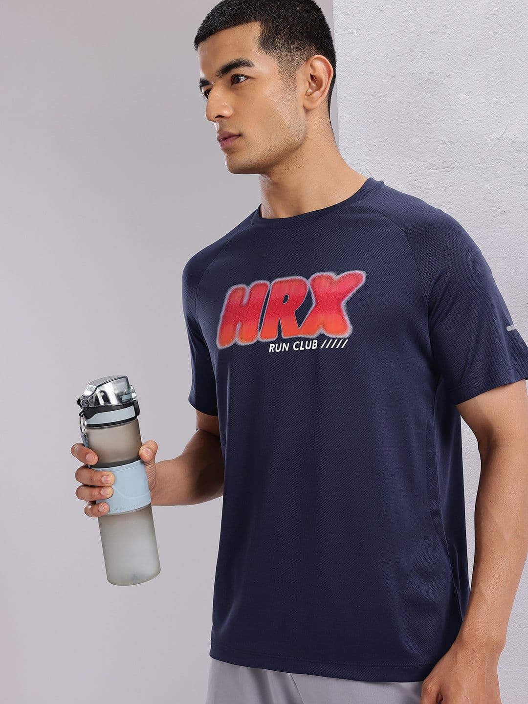 HRX by Hrithik Roshan Brand Logo Print Raglan Sleeves Rapid-Dry Running T-shirt - view 1