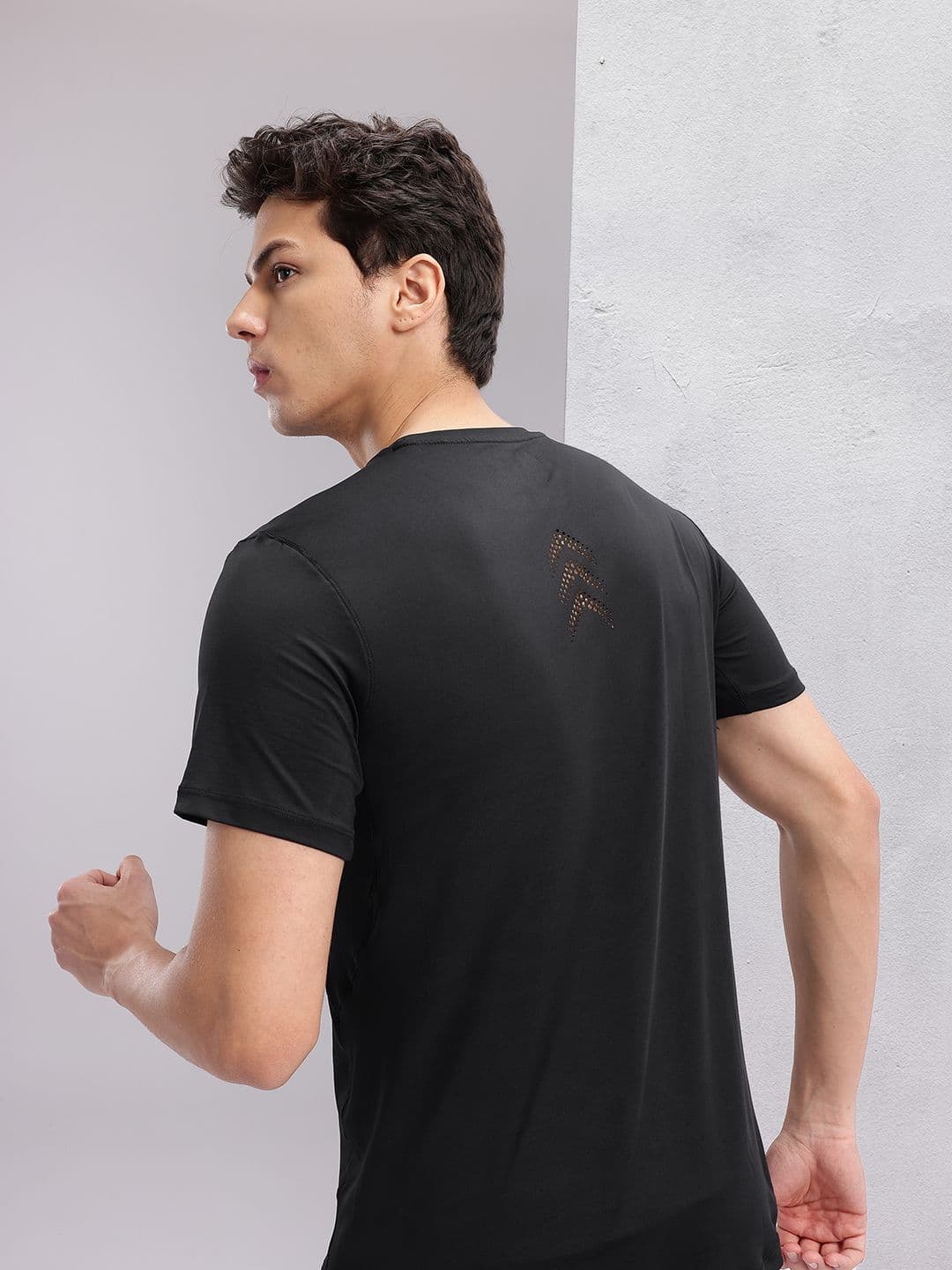 HRX by Hrithik Roshan Men Solid Round Neck Running T-shirt with Perforations - view 1