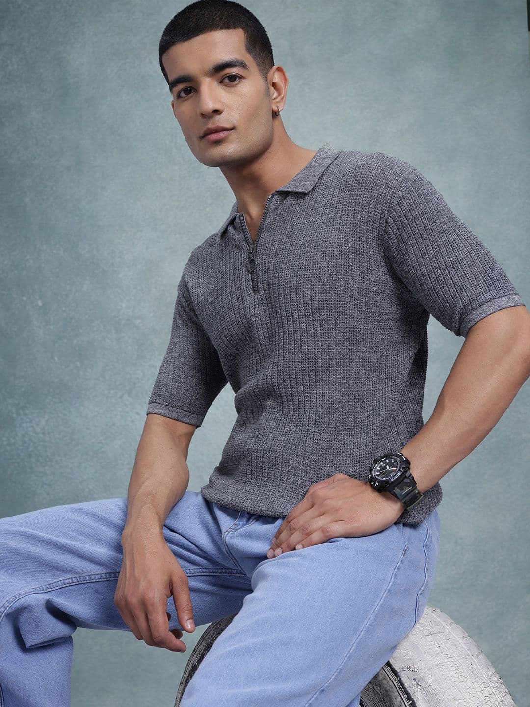 The Roadster Lifestyle Co. Men Polo Collar Pure Cotton T-shirt - view 1
