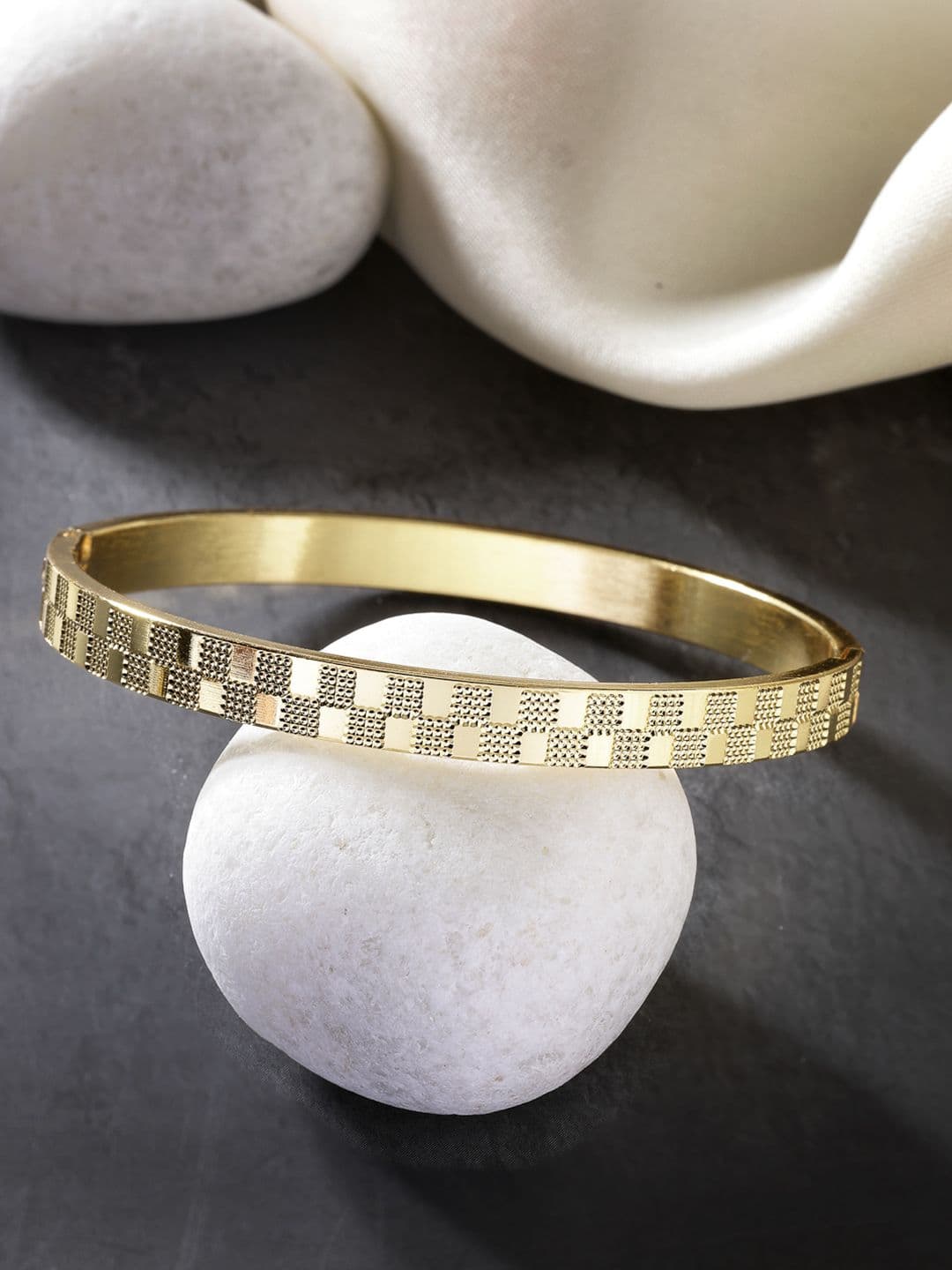 Roadster Men Gold-Plated Stainless Steel Kada Bracelet - view 1