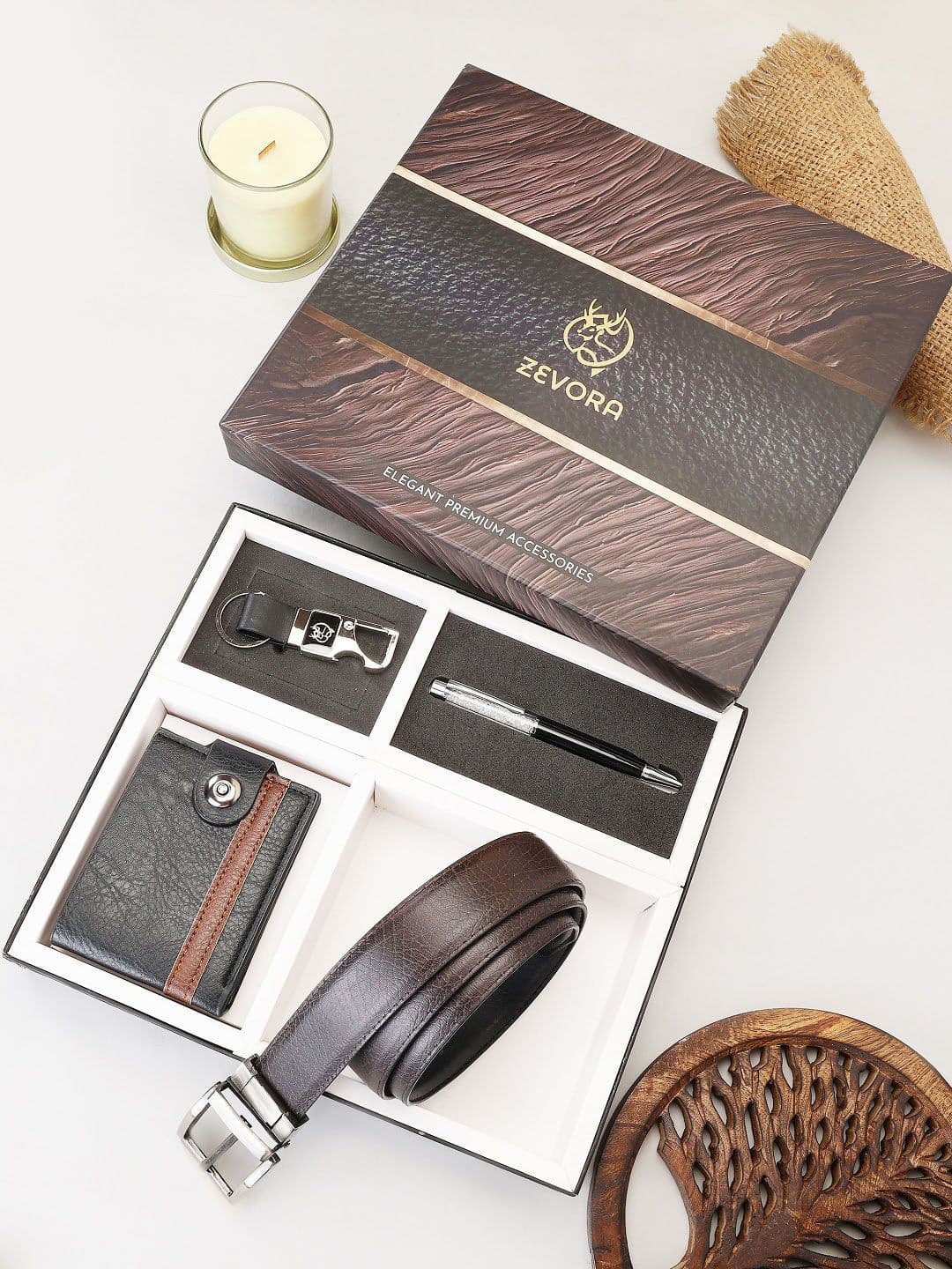ZEVORA Men Accessory Gift Set of Belt With Wallet, Keychain and Pen Gift Set - view 1