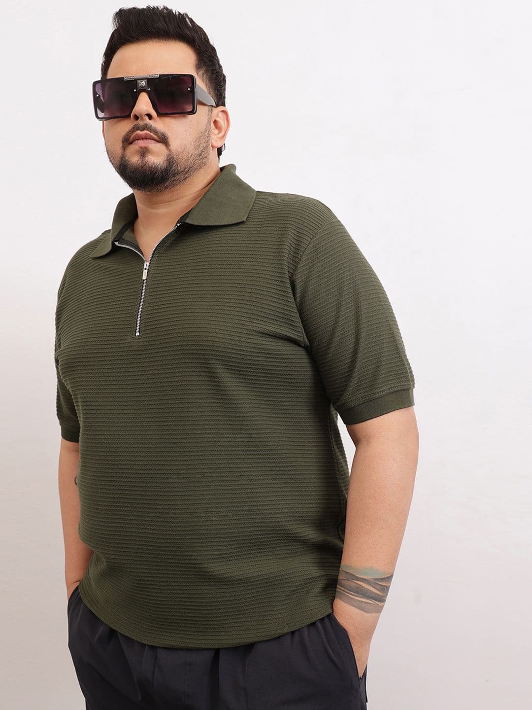 Toodle Plus Plus size zipper polo men t-shirt - view 1