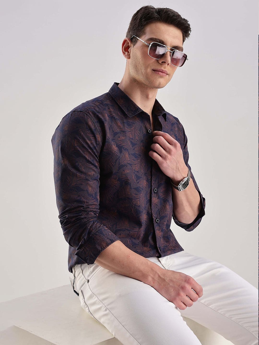 HERE&NOW Men Slim Fit Opaque Striped Casual Shirt - view 1