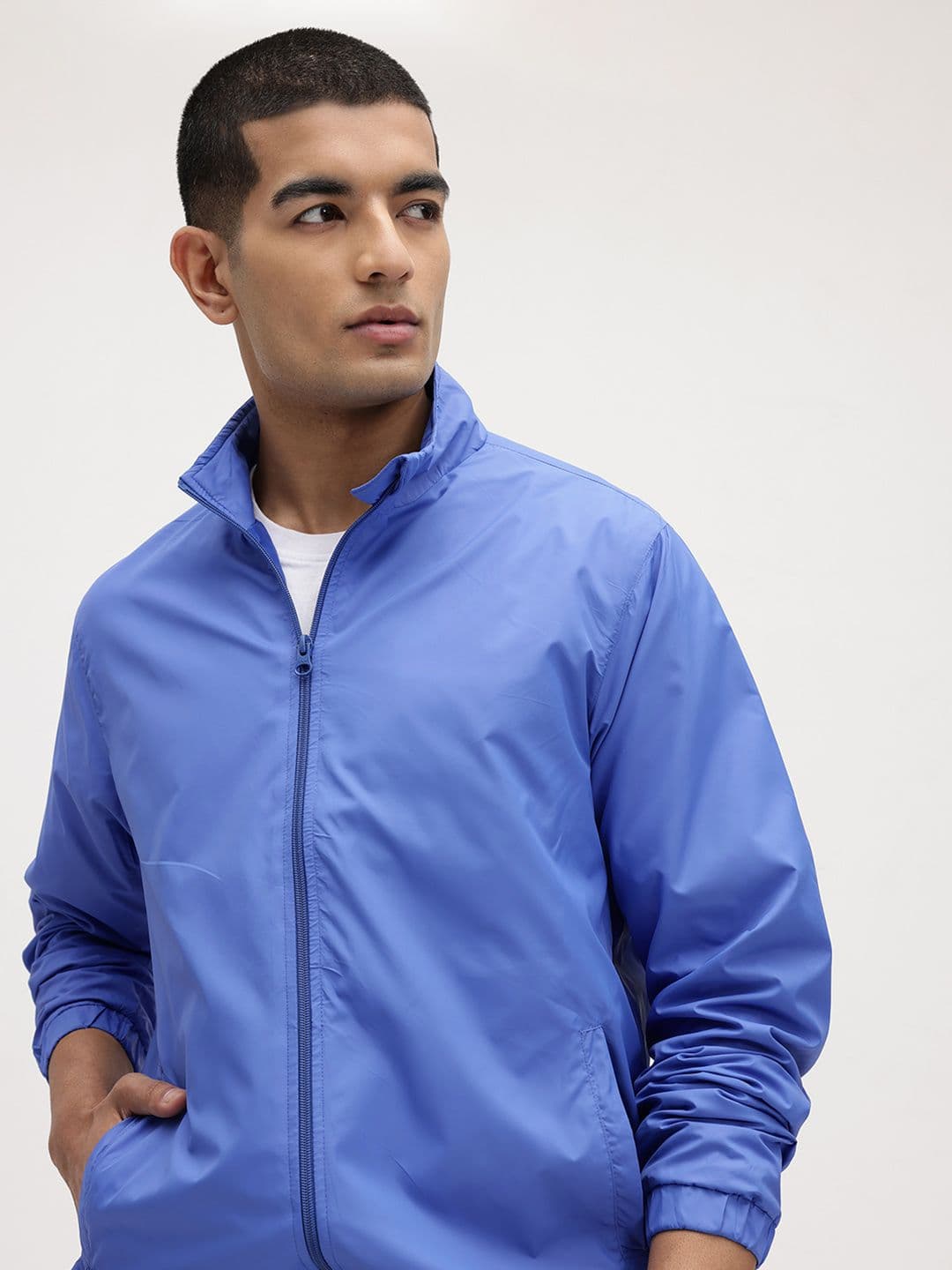 The Roadster Life Co. Men Solid Mock Collar Bomber Jacket - view 1