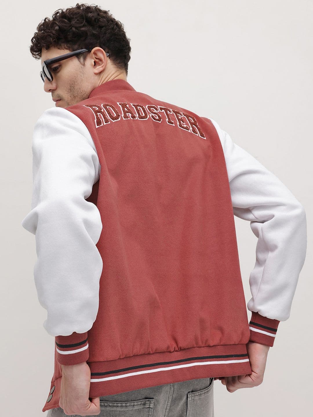 The Roadster Life Co. Brand Logo Self-Design Stand Collar Varsity Jacket - view 1