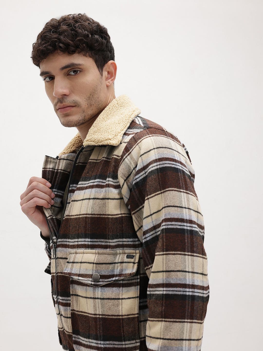 The Roadster Life Co. Checked Spread Collar Bomber Jacket - view 1