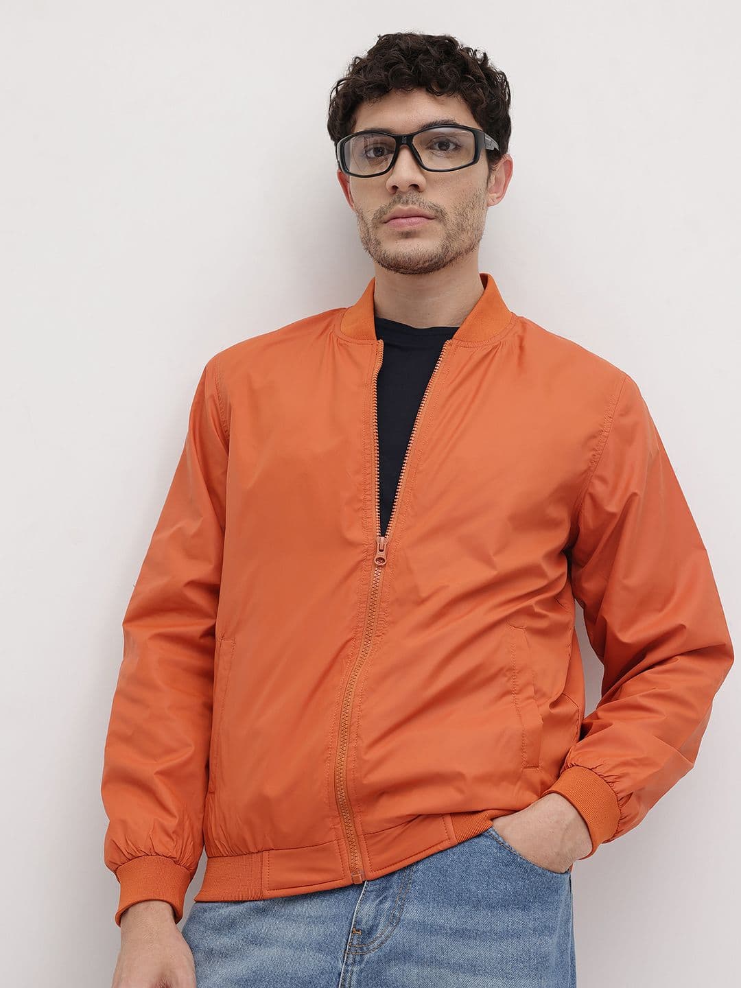 The Roadster Life Co. Solid Stand Collar Bomber Jacket - view 1