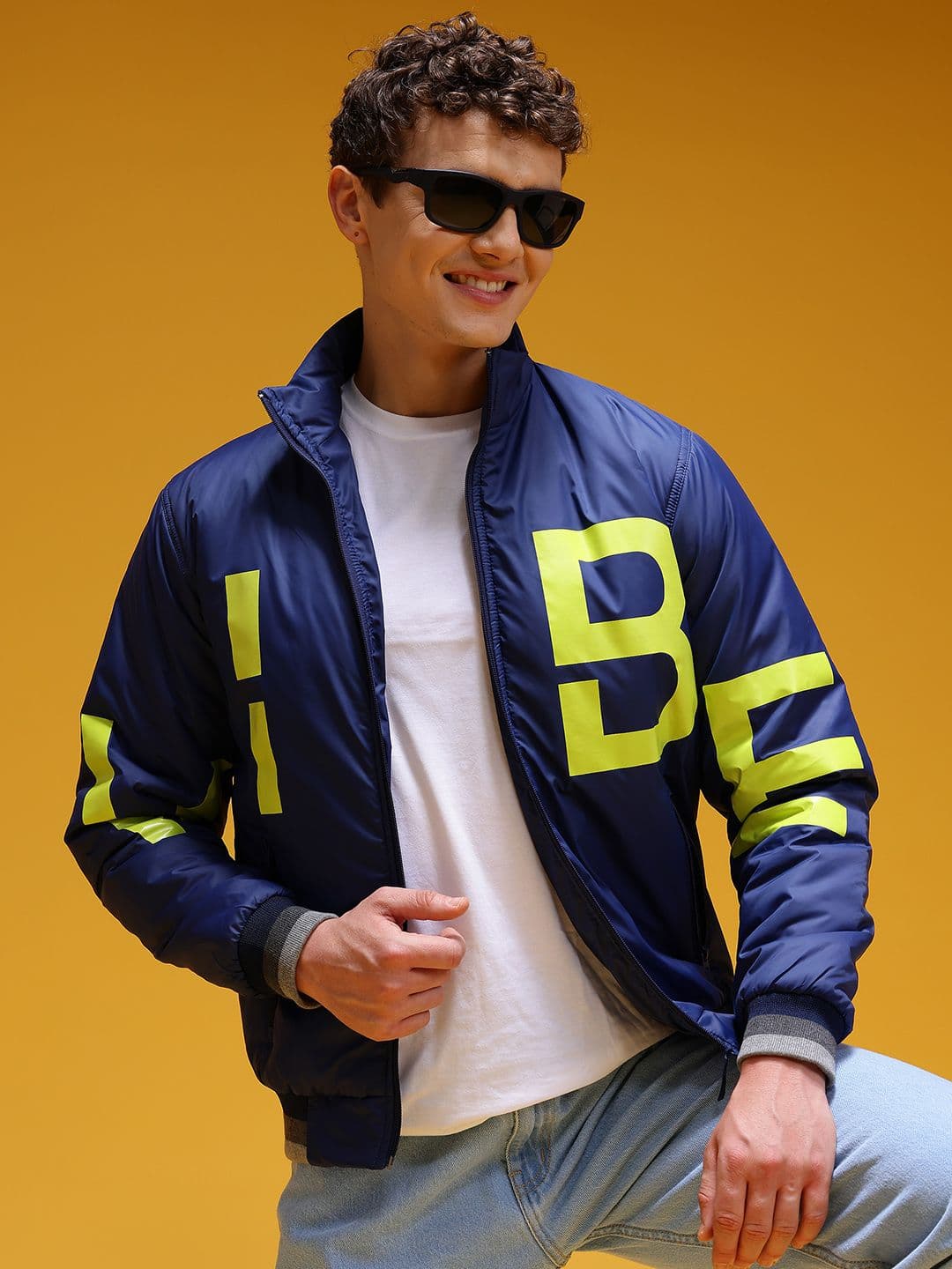 HERE&NOW Men Typography No Varsity Jacket - view 1