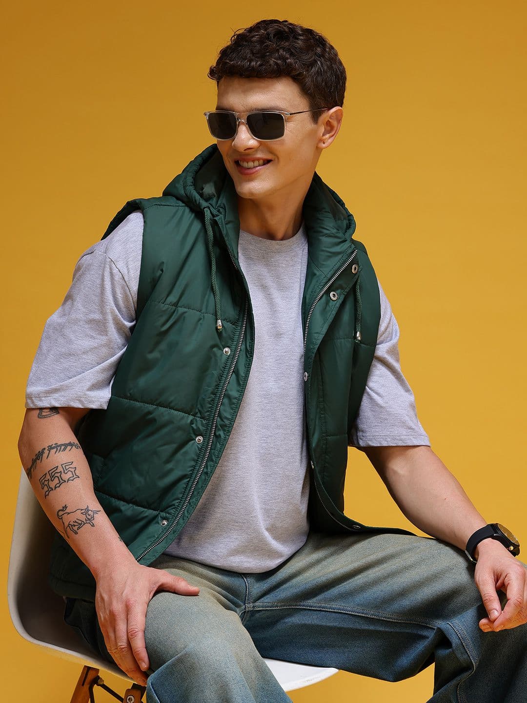 HERE&NOW Hooded Padded Gilet Jacket - view 1