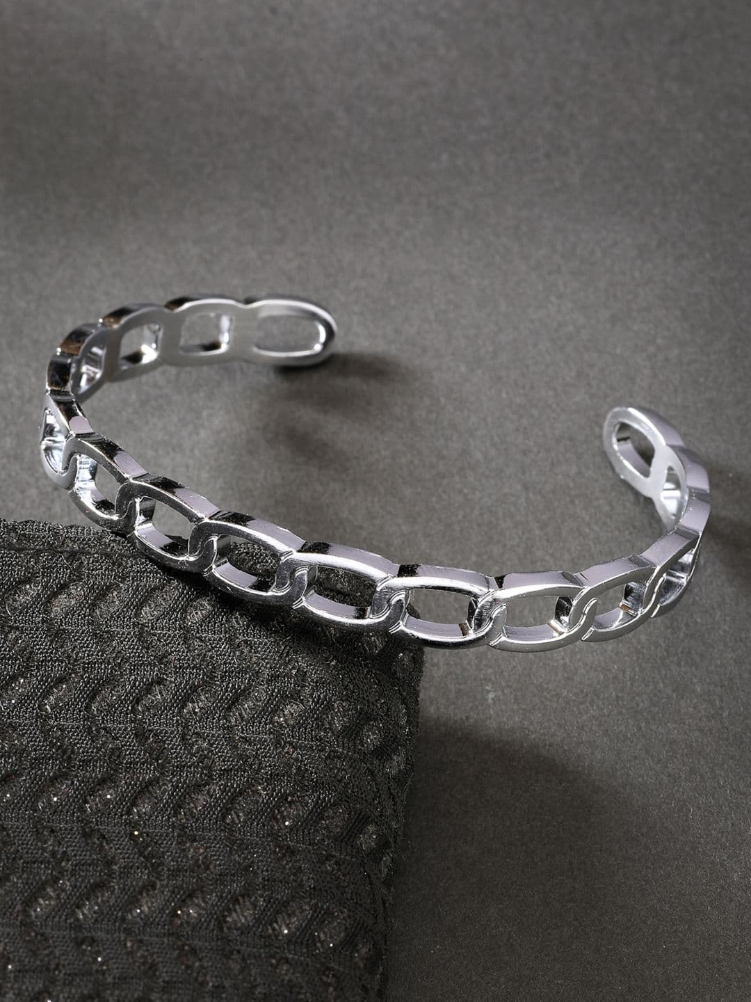 Roadster Men Silver-Plated Metal Cuff Bracelet - view 1
