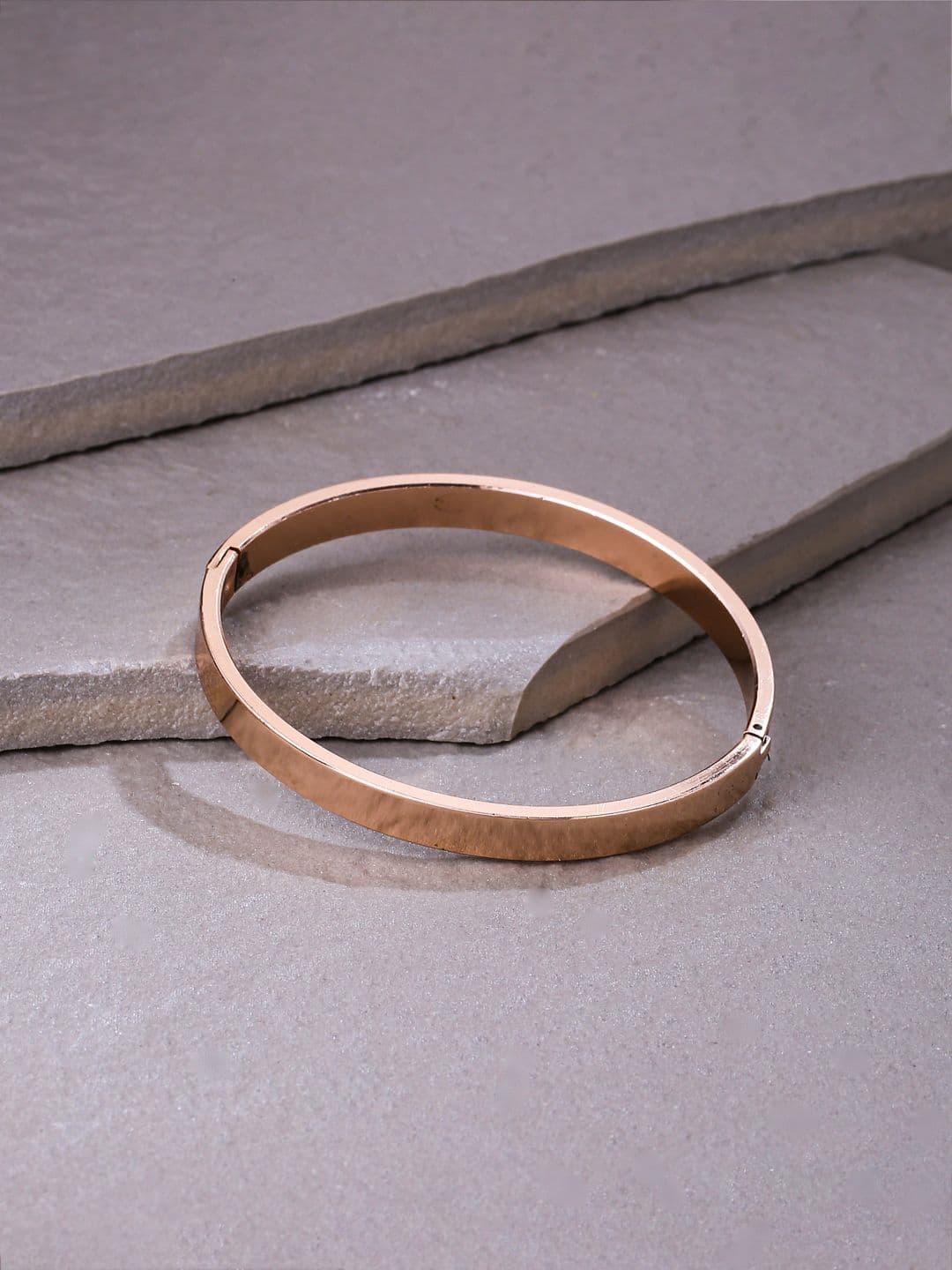 Roadster Men Rose Gold Metal Interlock Kada Bracelet - view 1