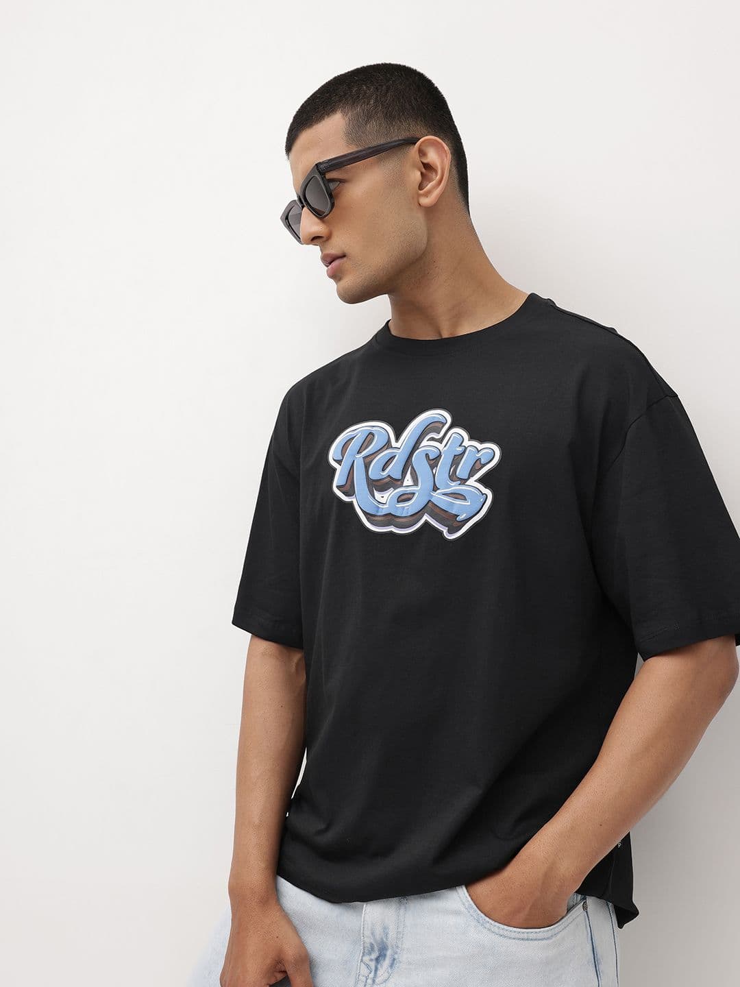 The Roadster Life Co. Printed Pure Cotton Relaxed Fit T-shirt - view 1