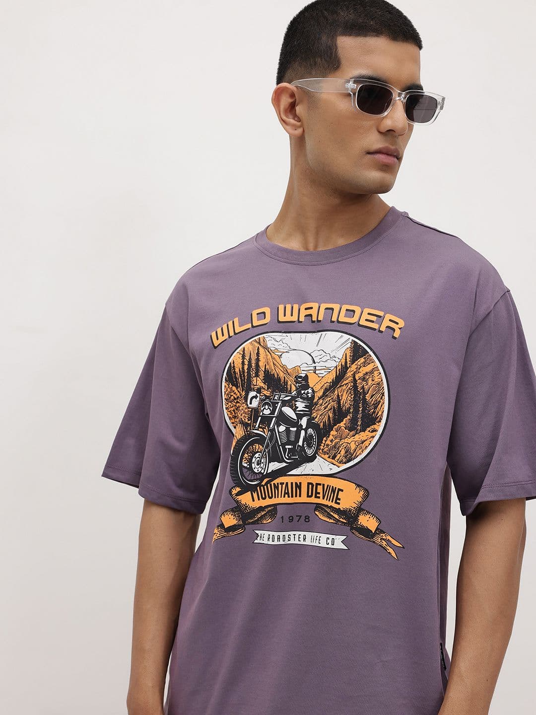 The Roadster Life Co. Men Printed Pure Cotton Relaxed Fit T-shirt - view 1