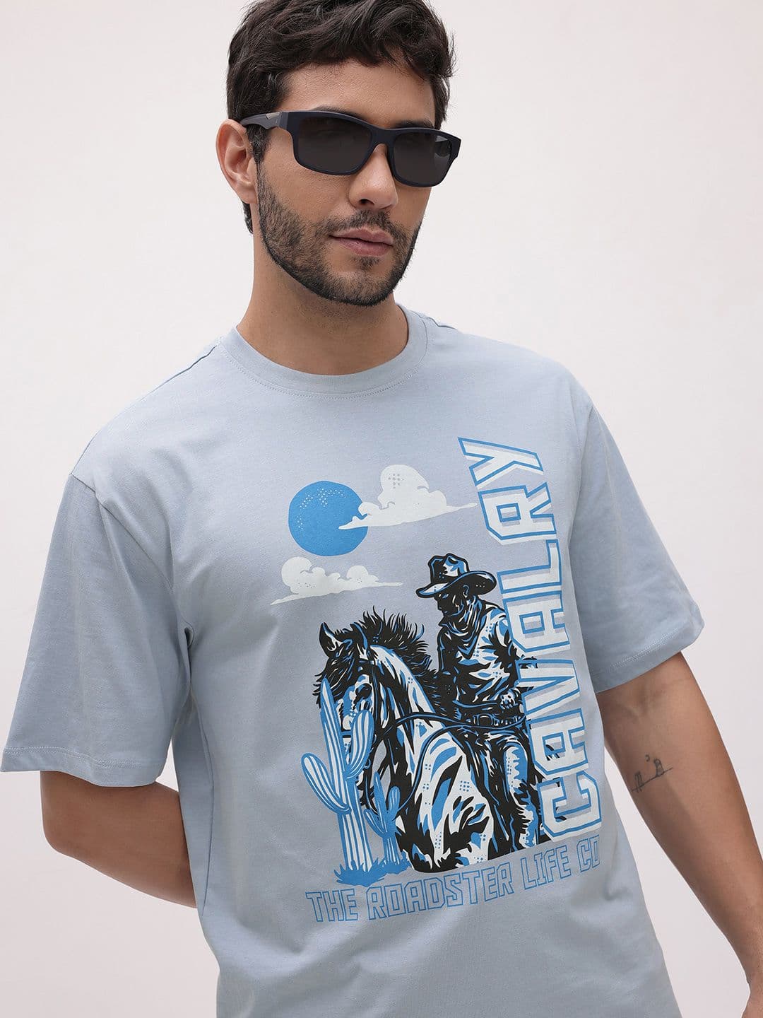 The Roadster Life Co. Printed Pure Cotton Relaxed Fit T-shirt - view 1