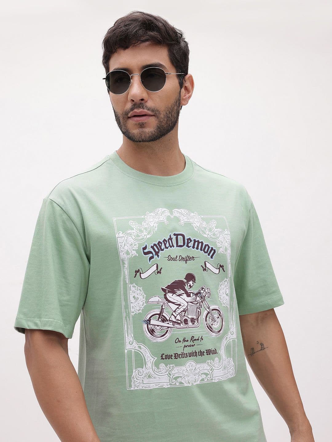 The Roadster Life Co. Printed Pure Cotton Relaxed Fit T-shirt - view 1
