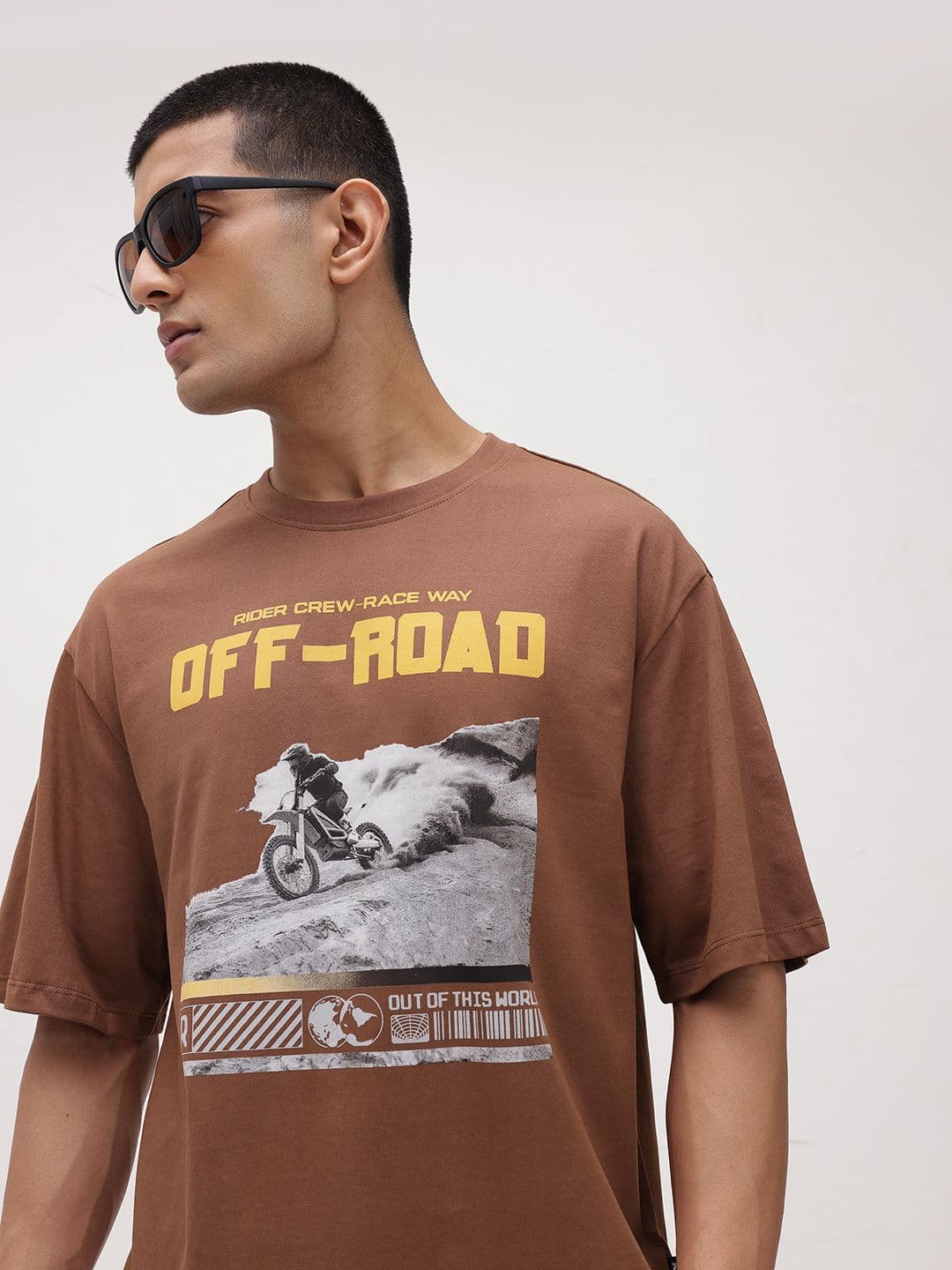 The Roadster Life Co. Typography Printed Pure Cotton Relaxed Fit T-shirt - view 1
