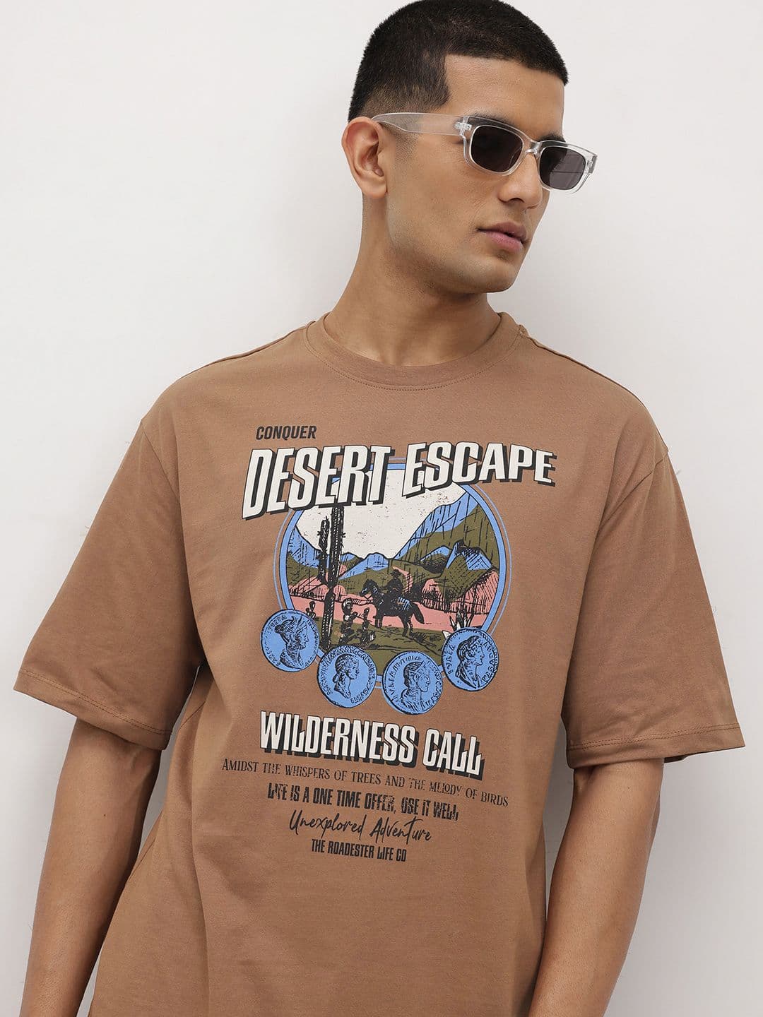 The Roadster Life Co. Men Printed Pure Cotton Relaxed Fit T-shirt - view 1