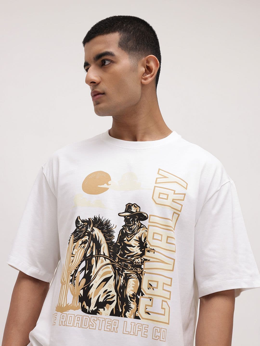 The Roadster Life Co. Printed Relaxed Fit Pure Cotton T-shirt - view 1