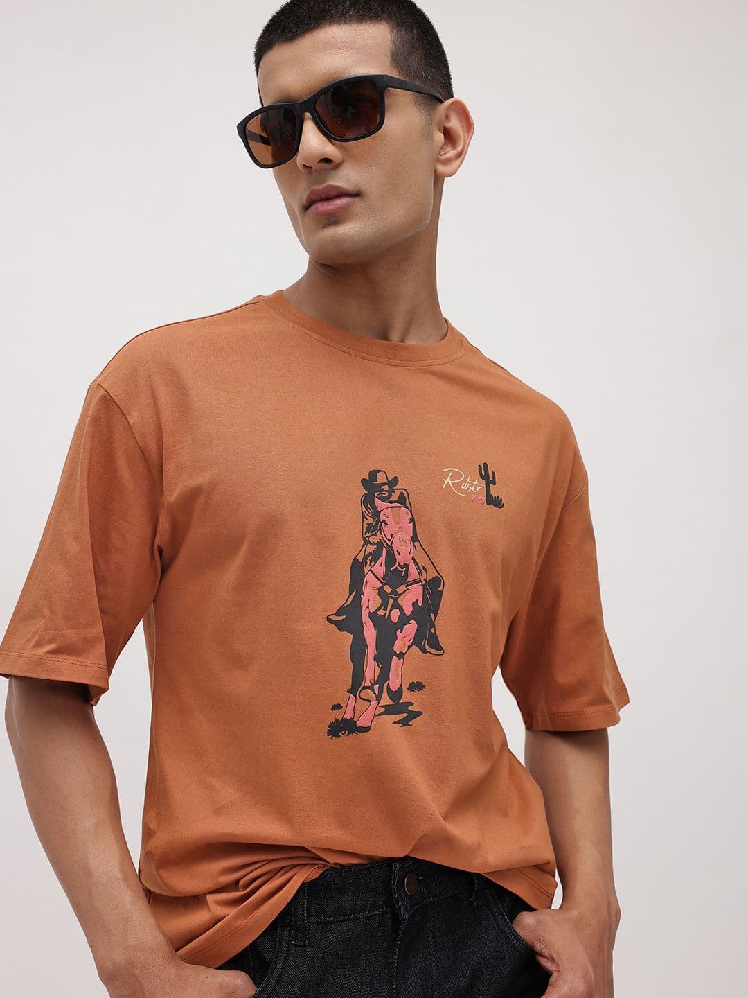 The Roadster Life Co. Printed Relaxed Fit Pure Cotton T-shirt - view 1