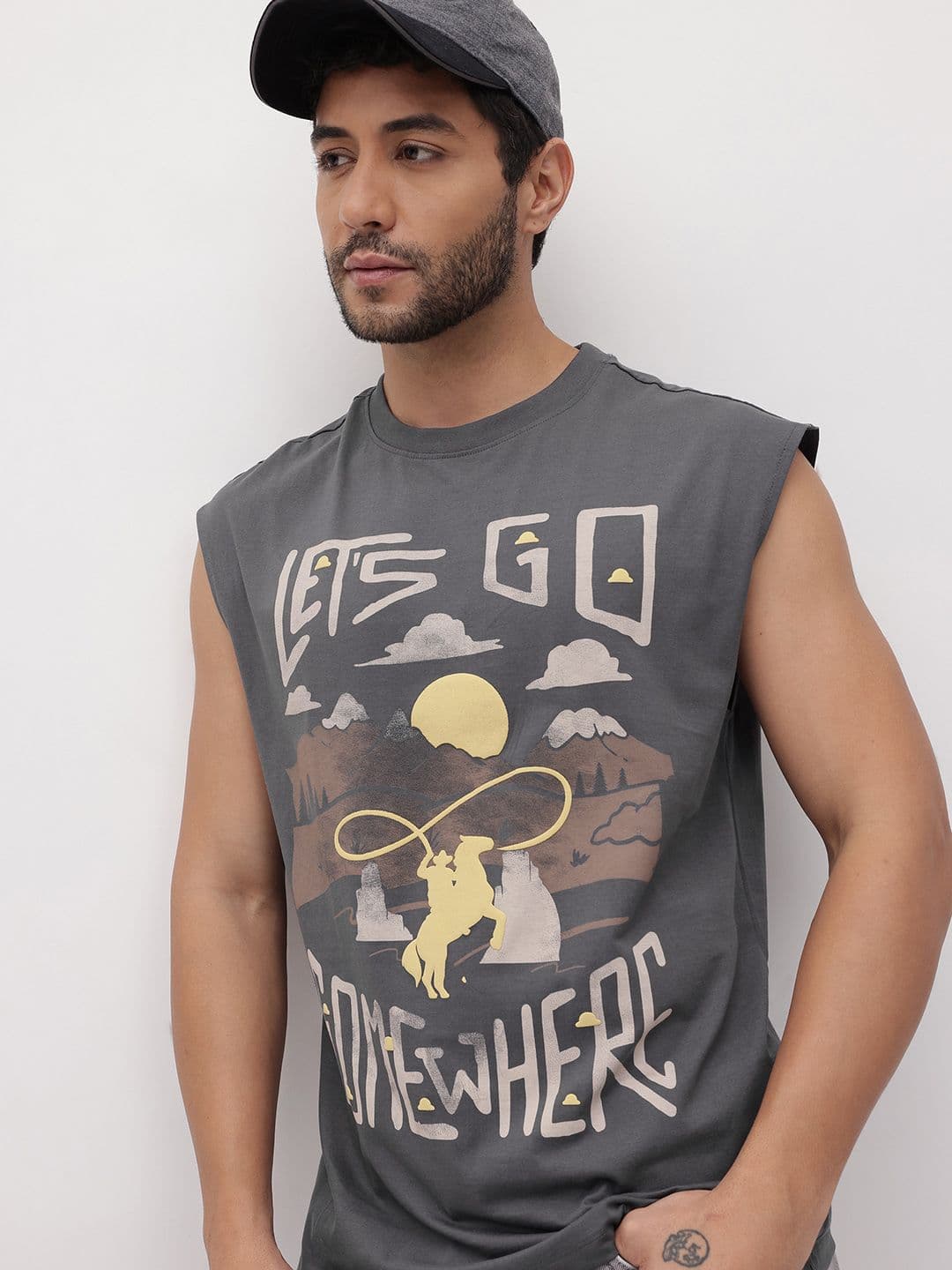 The Roadster Life Co. Printed Pure Cotton Relaxed Fit T-shirt - view 1