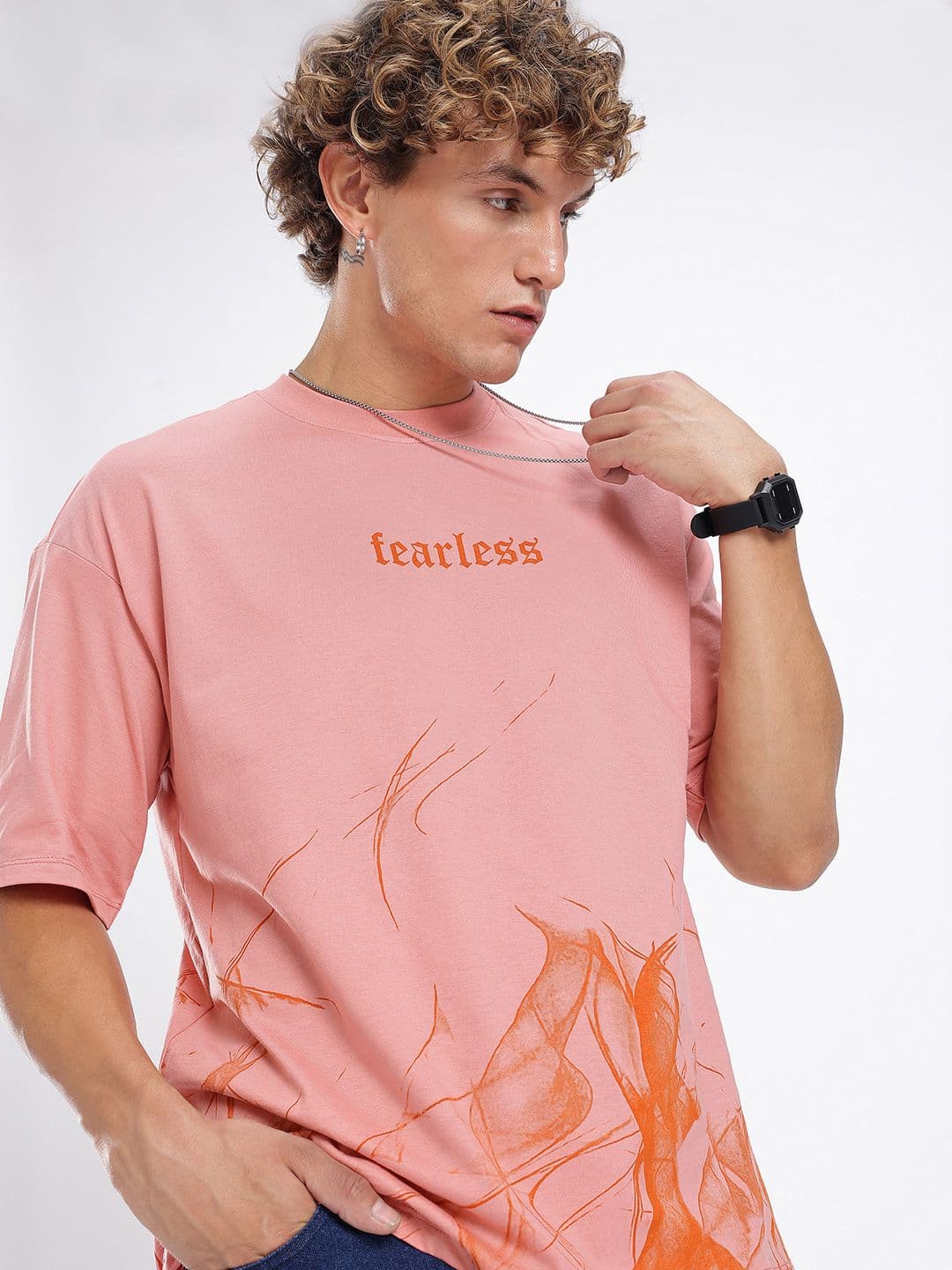 glitchez Oversized Fit Graphic Printed T-shirt - view 1