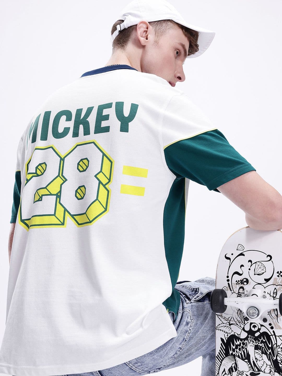Kook N Keech Disney Men Mickey Mouse Printed Polo Collar Oversized T-shirt - view 1