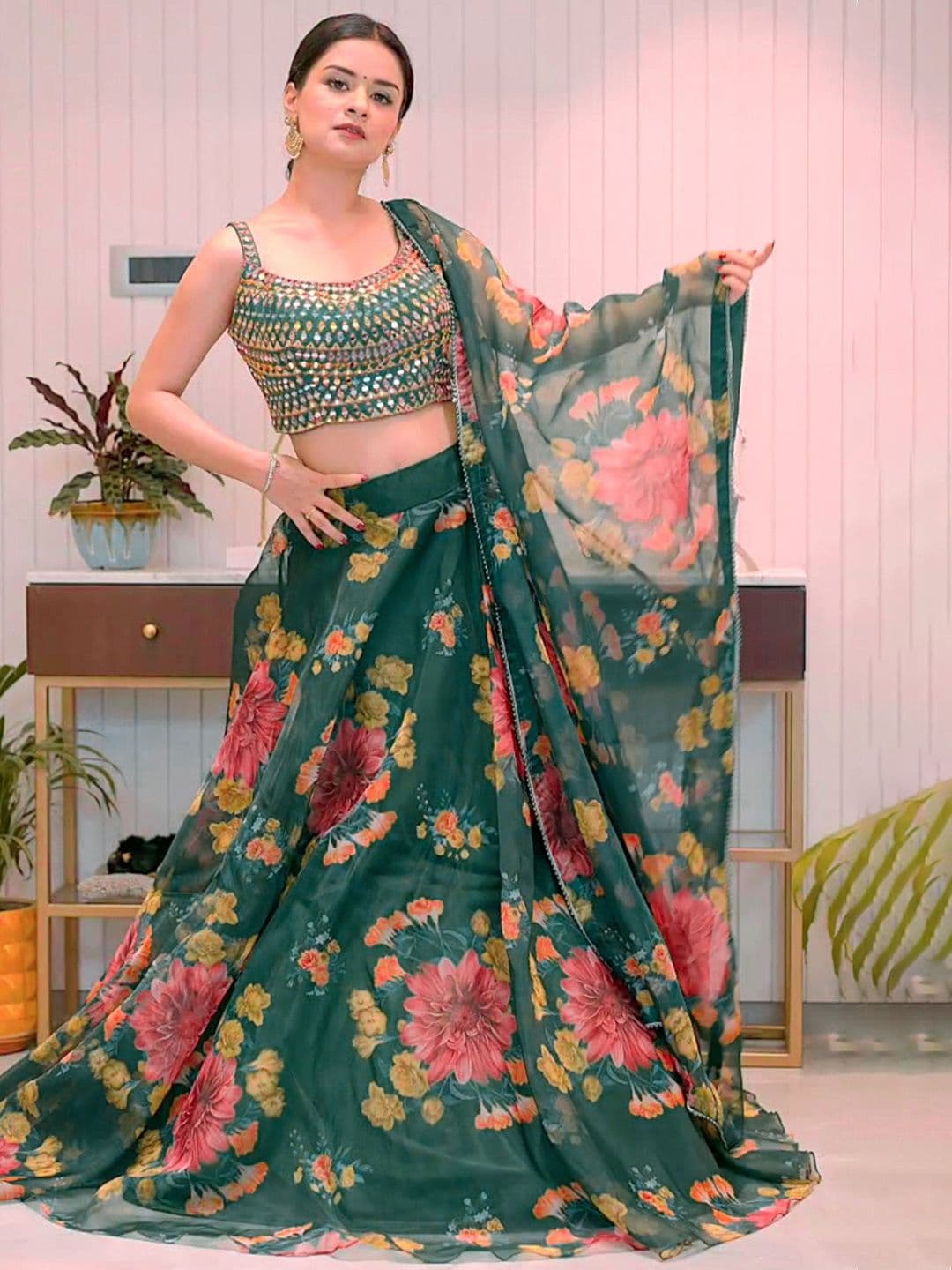 BAESD Printed Semi-Stitched Lehenga & Unstitched Blouse With Dupatta - view 1