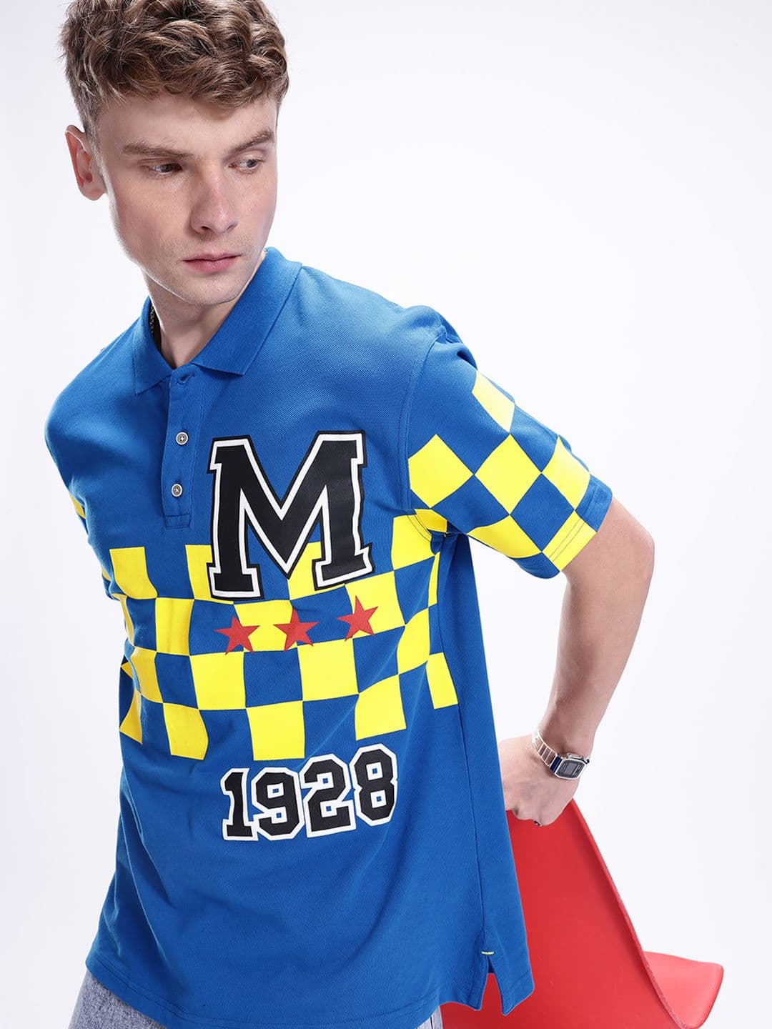 Kook N Keech Disney Men Mickey Mouse Printed Polo Collar Oversized T-shirt - view 1