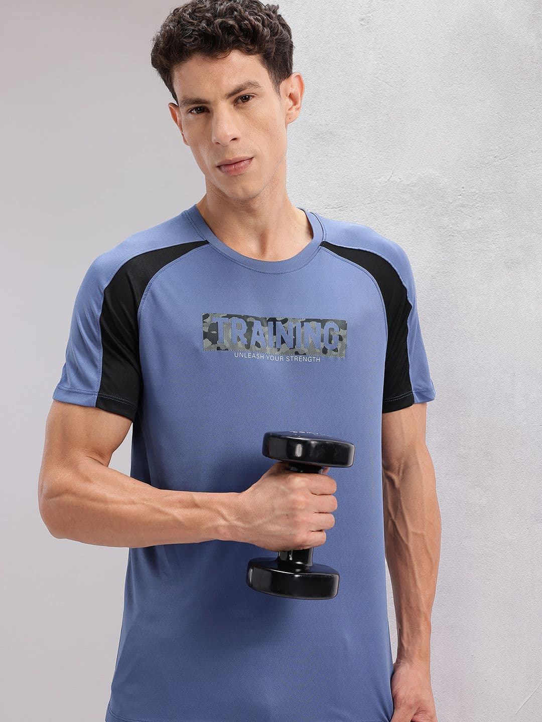 HRX by Hrithik Roshan Typography Printed Rapid-Dry Training T-shirt with Panelling Detail - view 1