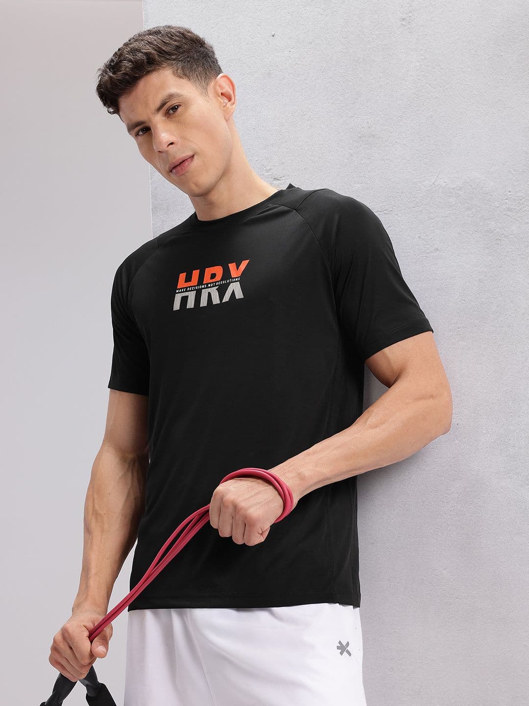 HRX by Hrithik Roshan Brand Logo Printed Raglan Sleeves Rapid-Dry Training T-shirt - view 1