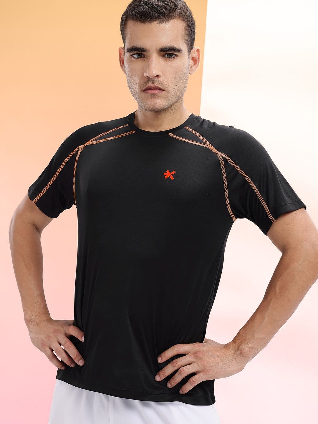HRX by Hrithik Roshan Contrast Stitching Raglan Sleeves Rapid-Dry Training T-shirt - view 1