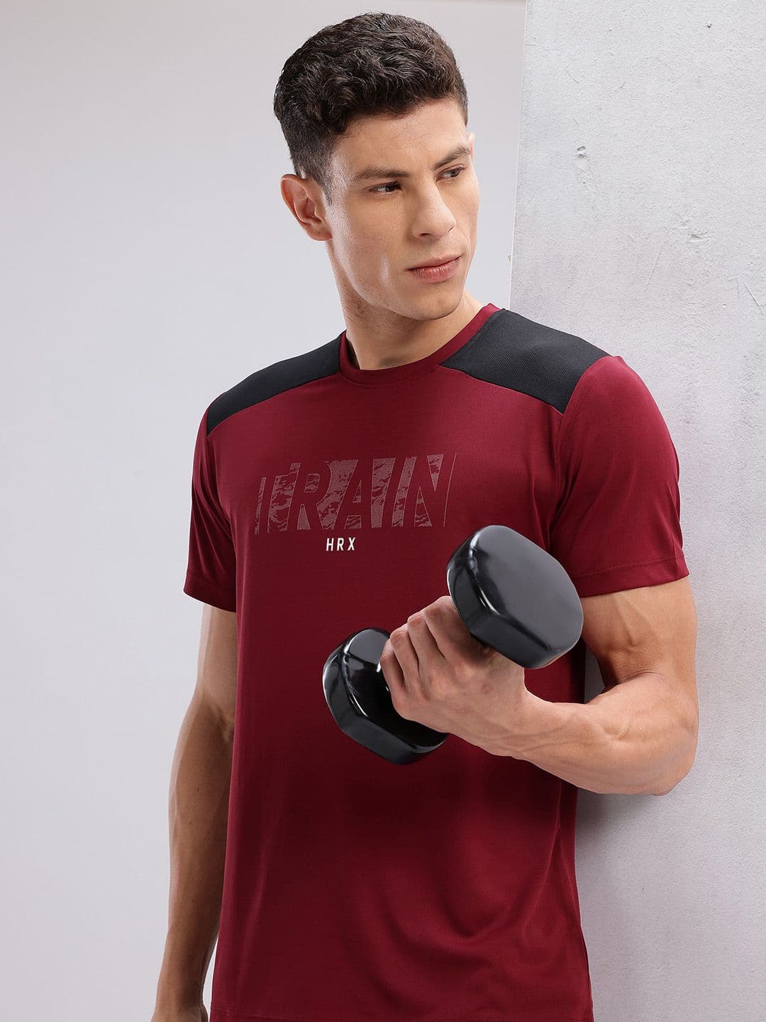 HRX by Hrithik Roshan Colourblocked Typography Print Rapid-Dry Training T-shirt - view 1