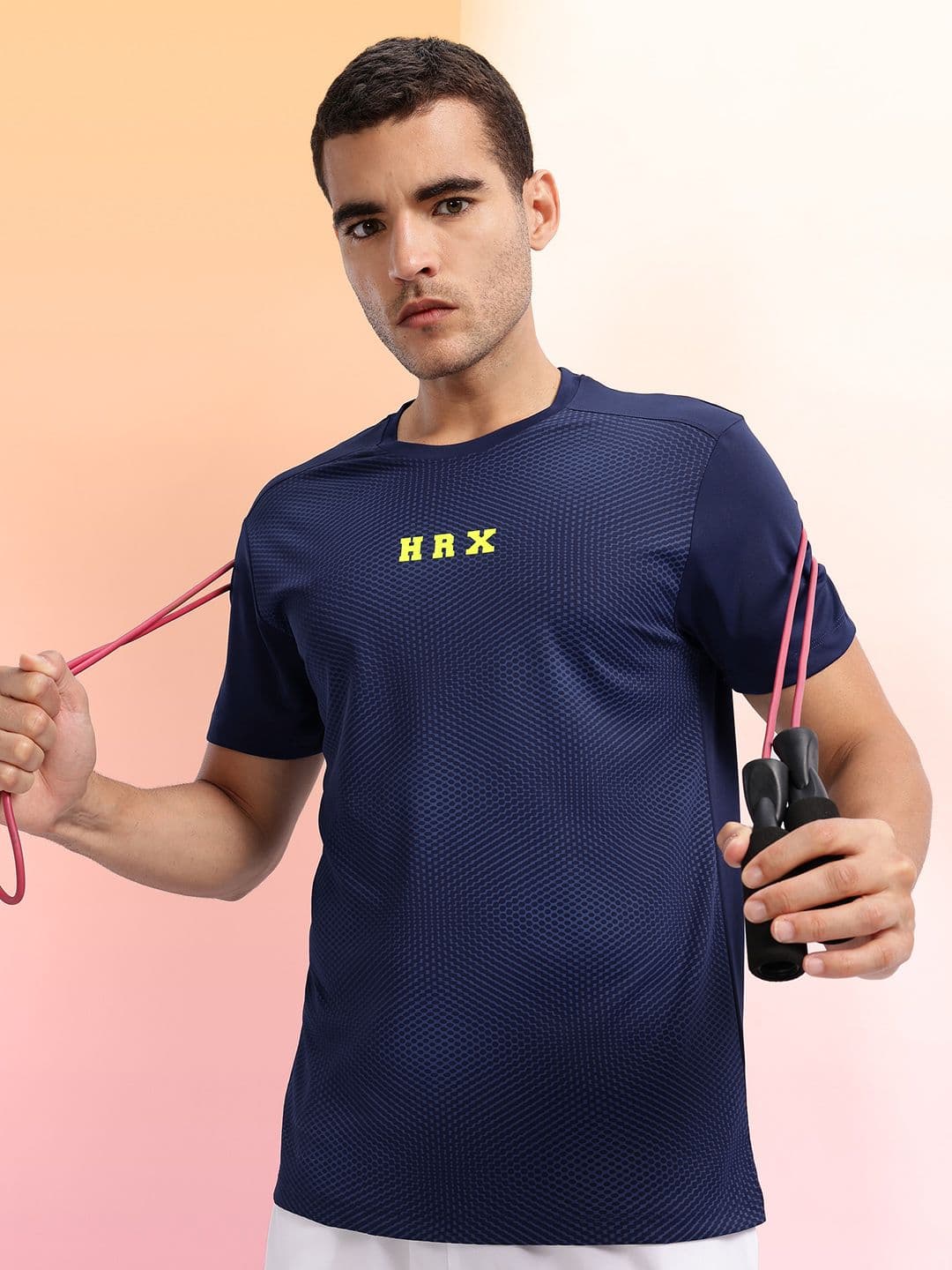 HRX by Hrithik Roshan Geometric Printed Rapid-Dry Training T-shirt - view 1