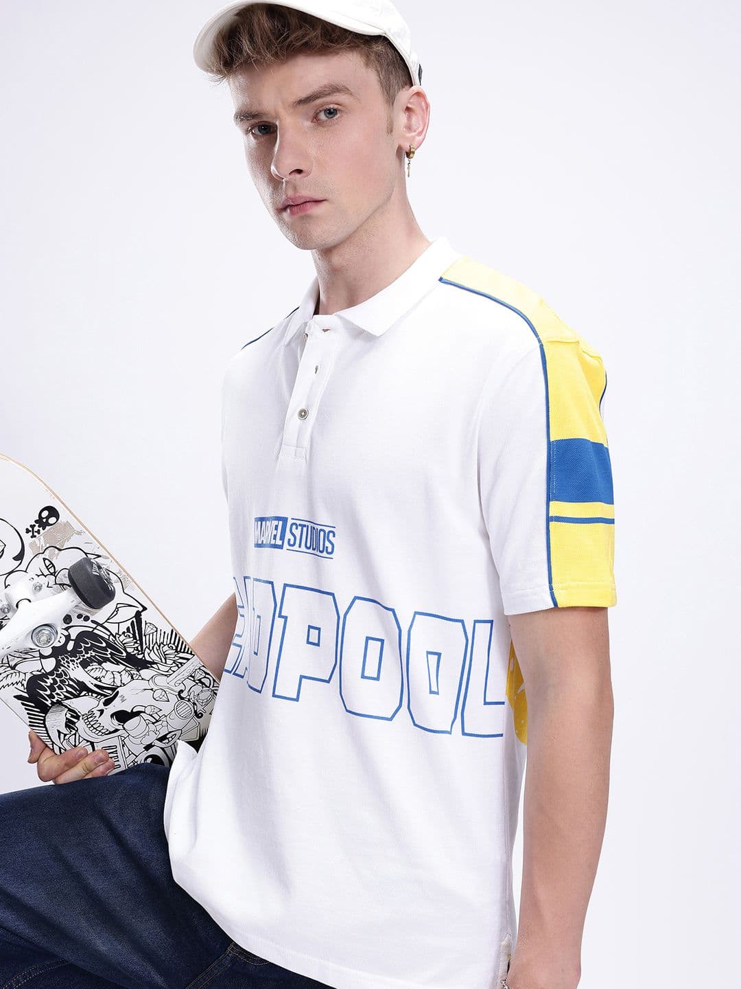 Kook N Keech Marvel Men Printed Polo Collar Oversized T-shirt - view 1